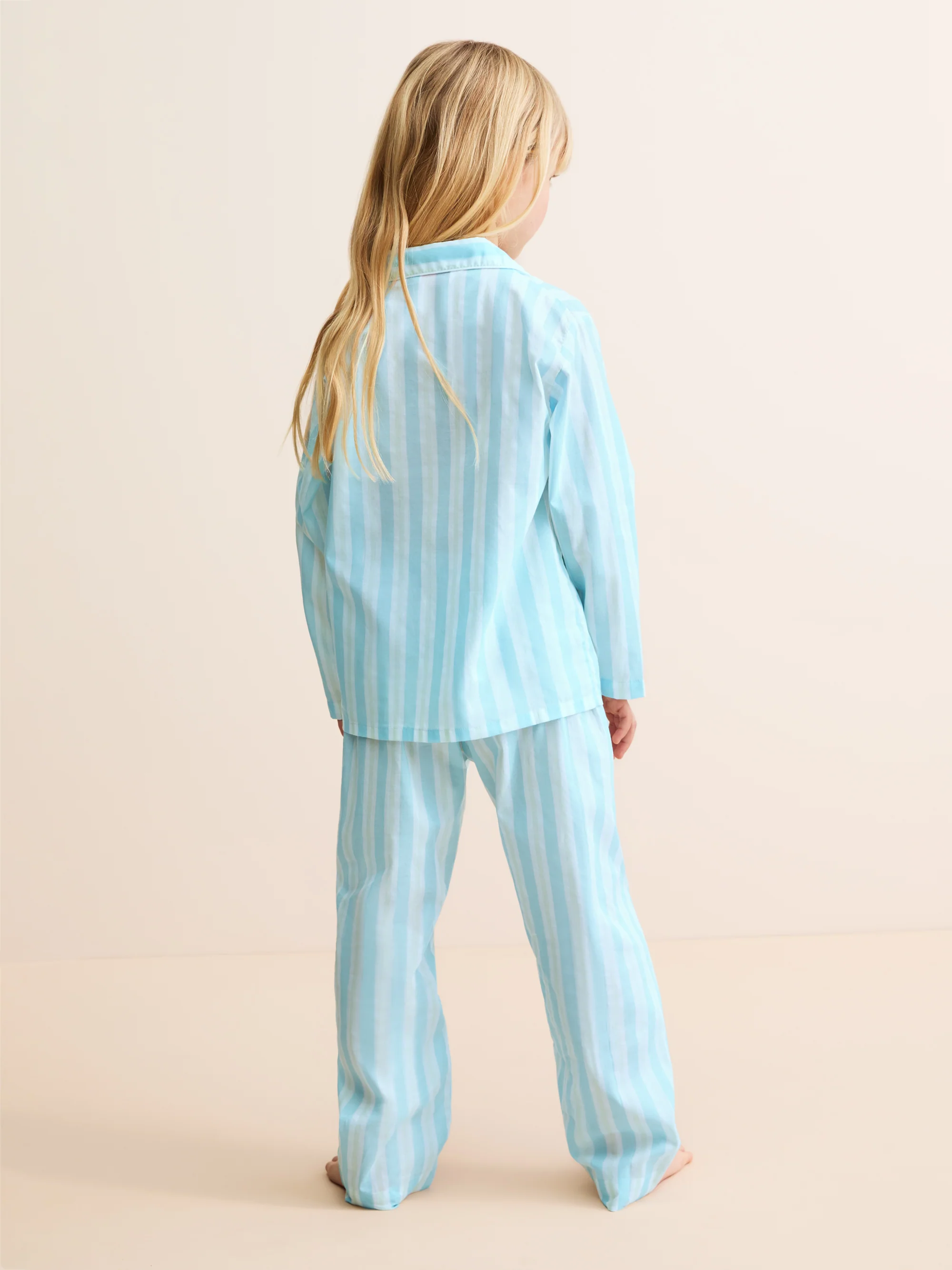 Kids' Pyjamas Amalfi Cotton Batiste Aqua Blue Stripe - Image 3