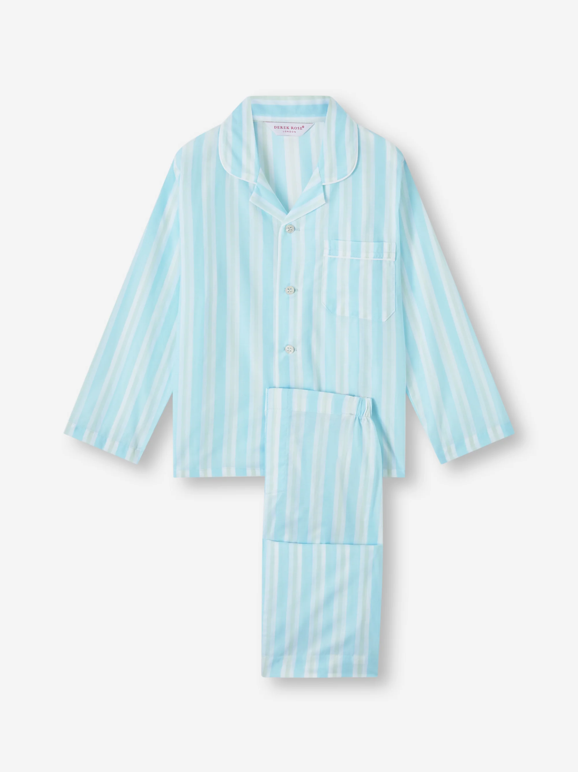 Kids' Pyjamas Amalfi Cotton Batiste Aqua Blue Stripe - Image 5