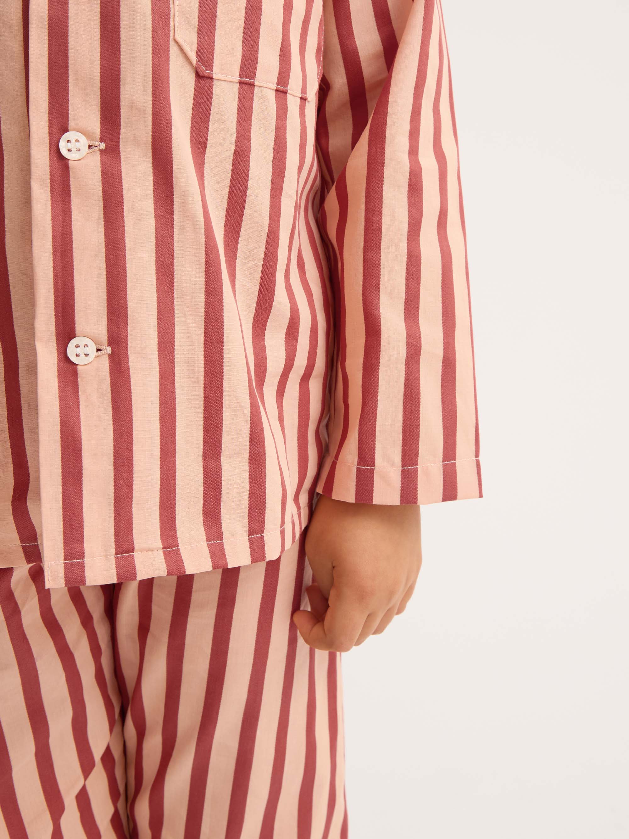 Kids' Pyjamas Capri Cotton Batiste Red & Peach Stripe - Image 4