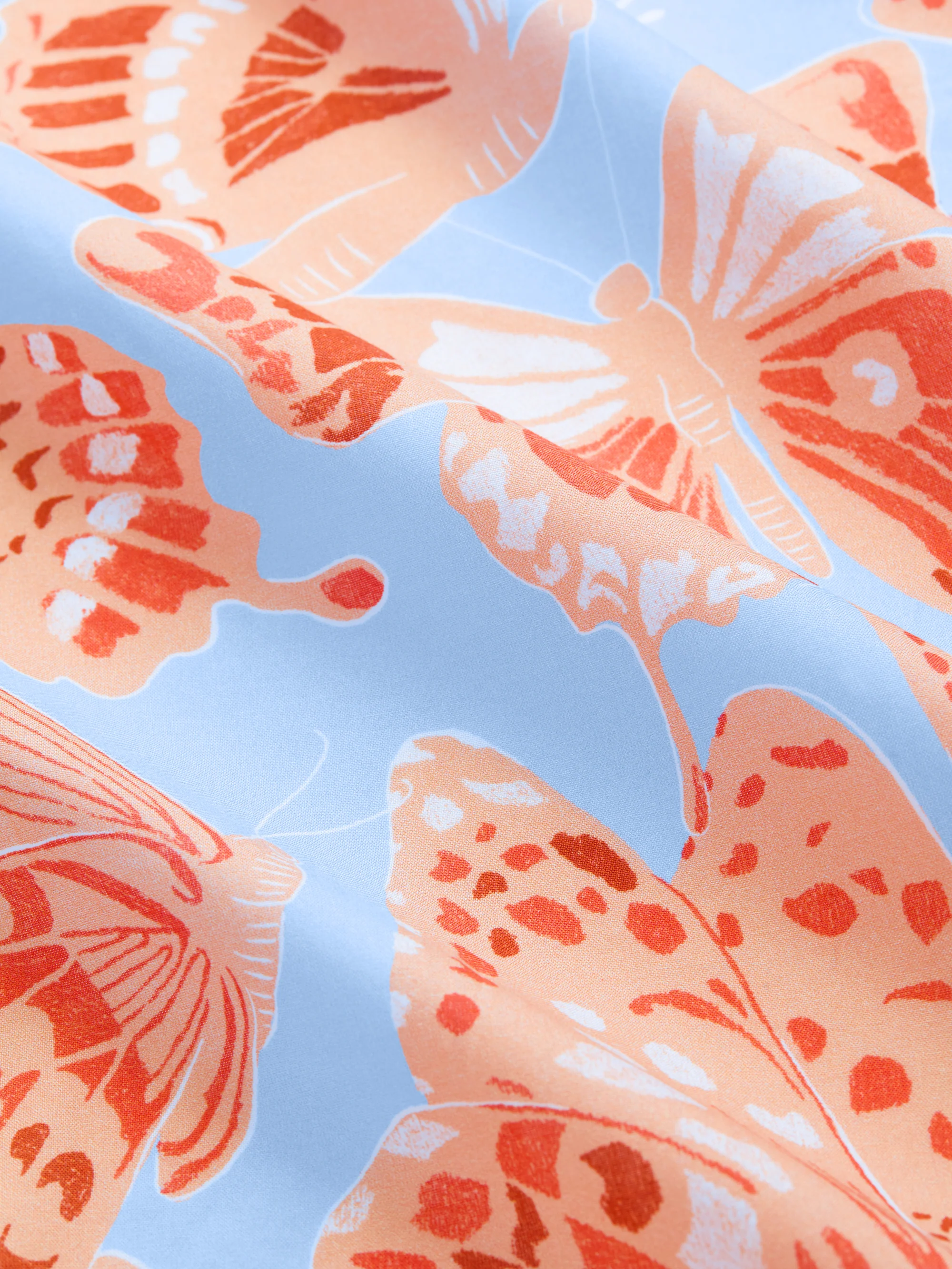 Kids' Pyjamas Cotton Batiste Light Blue & Peach Butterfly Print - Image 6