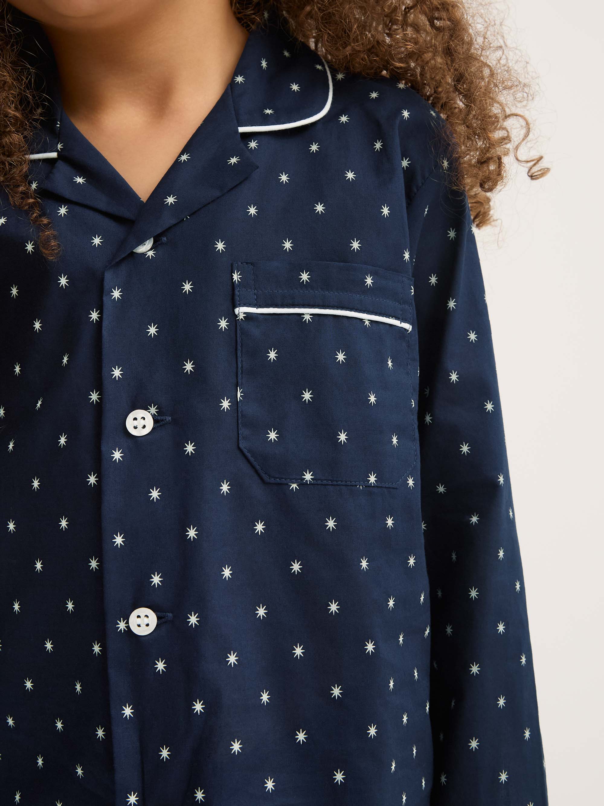 Kids' Pyjamas Cotton Batiste Navy Blue Starburst Print - Image 5