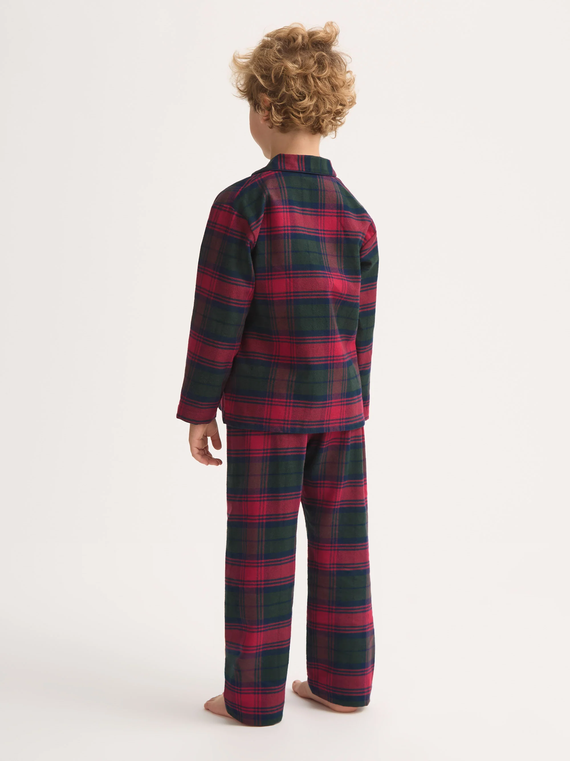 Kids' Pyjamas Kelburn Brushed Cotton Burgundy Red & Green Check - Image 3