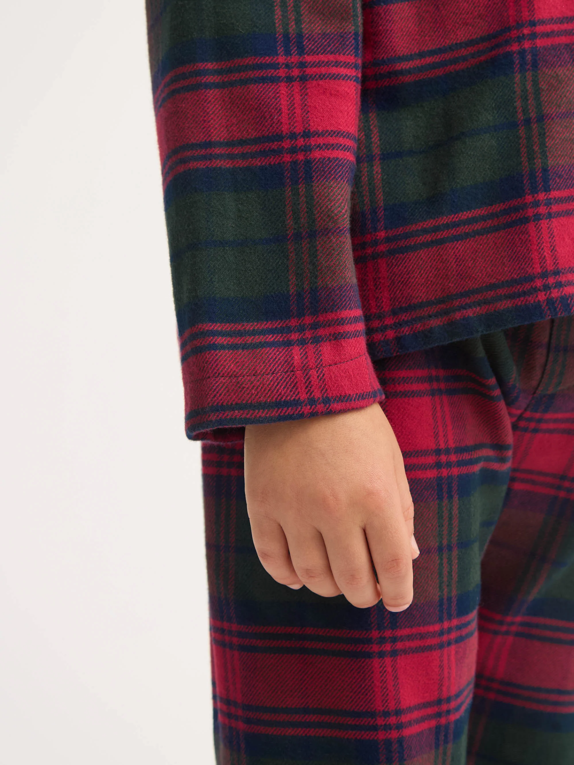 Kids' Pyjamas Kelburn Brushed Cotton Burgundy Red & Green Check - Image 4