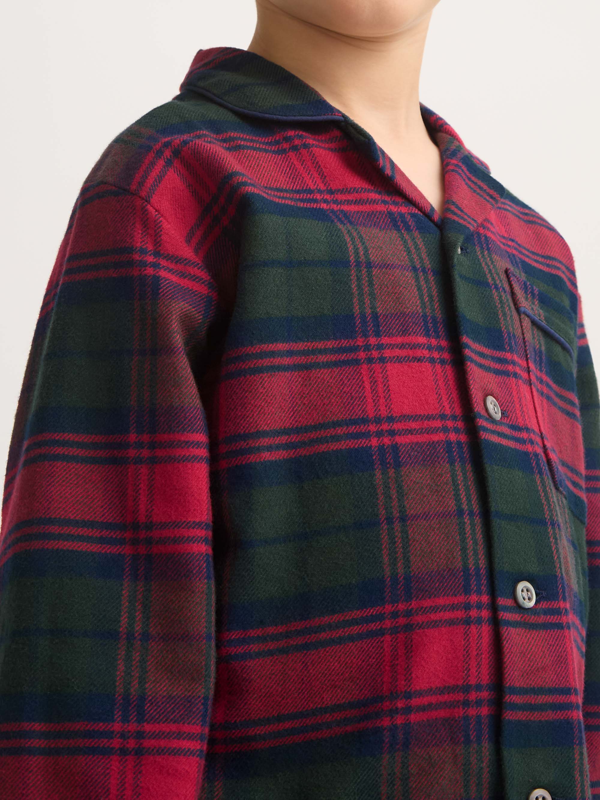 Kids' Pyjamas Kelburn Brushed Cotton Burgundy Red & Green Check - Image 5