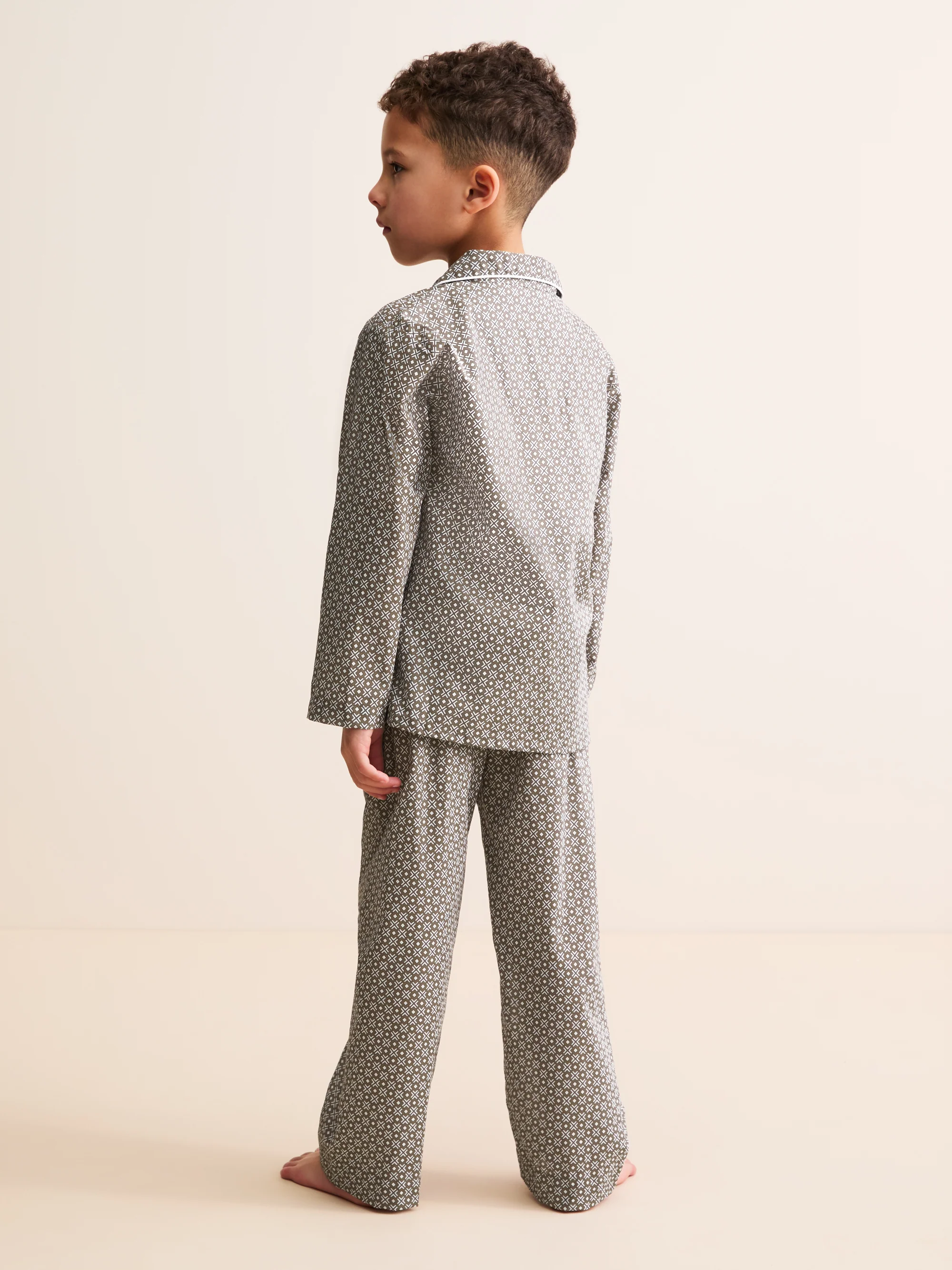 Kids' Pyjamas London Geo Cross Cotton Batiste Taupe - Image 3