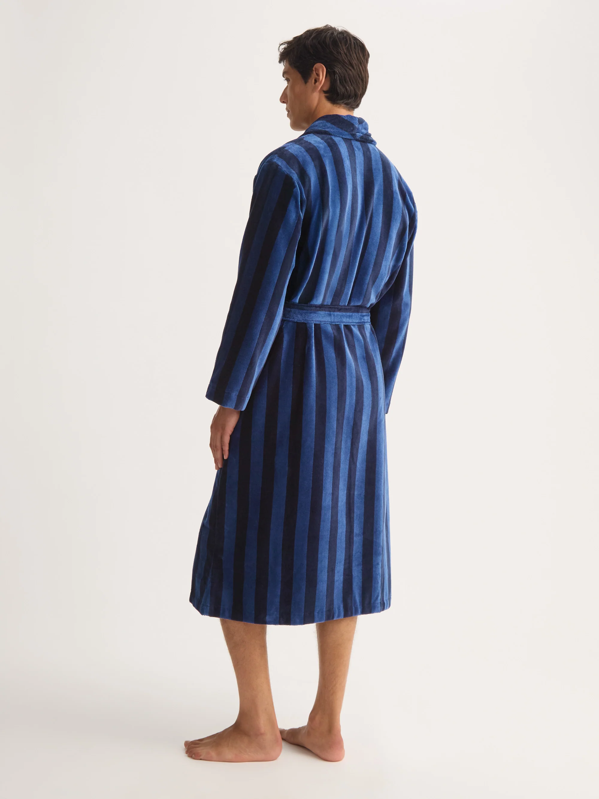 Men's Bathrobe Aston Terry Cotton Navy & Black - Image 3