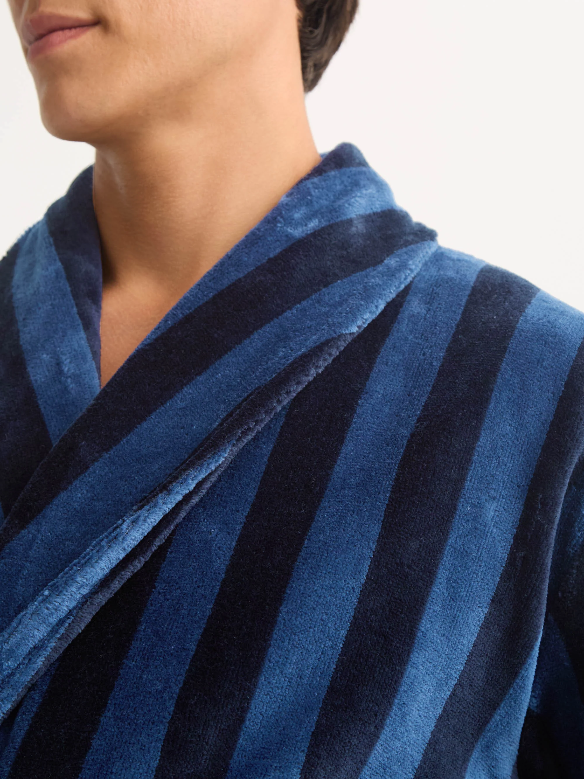Men's Bathrobe Aston Terry Cotton Navy & Black - Image 4