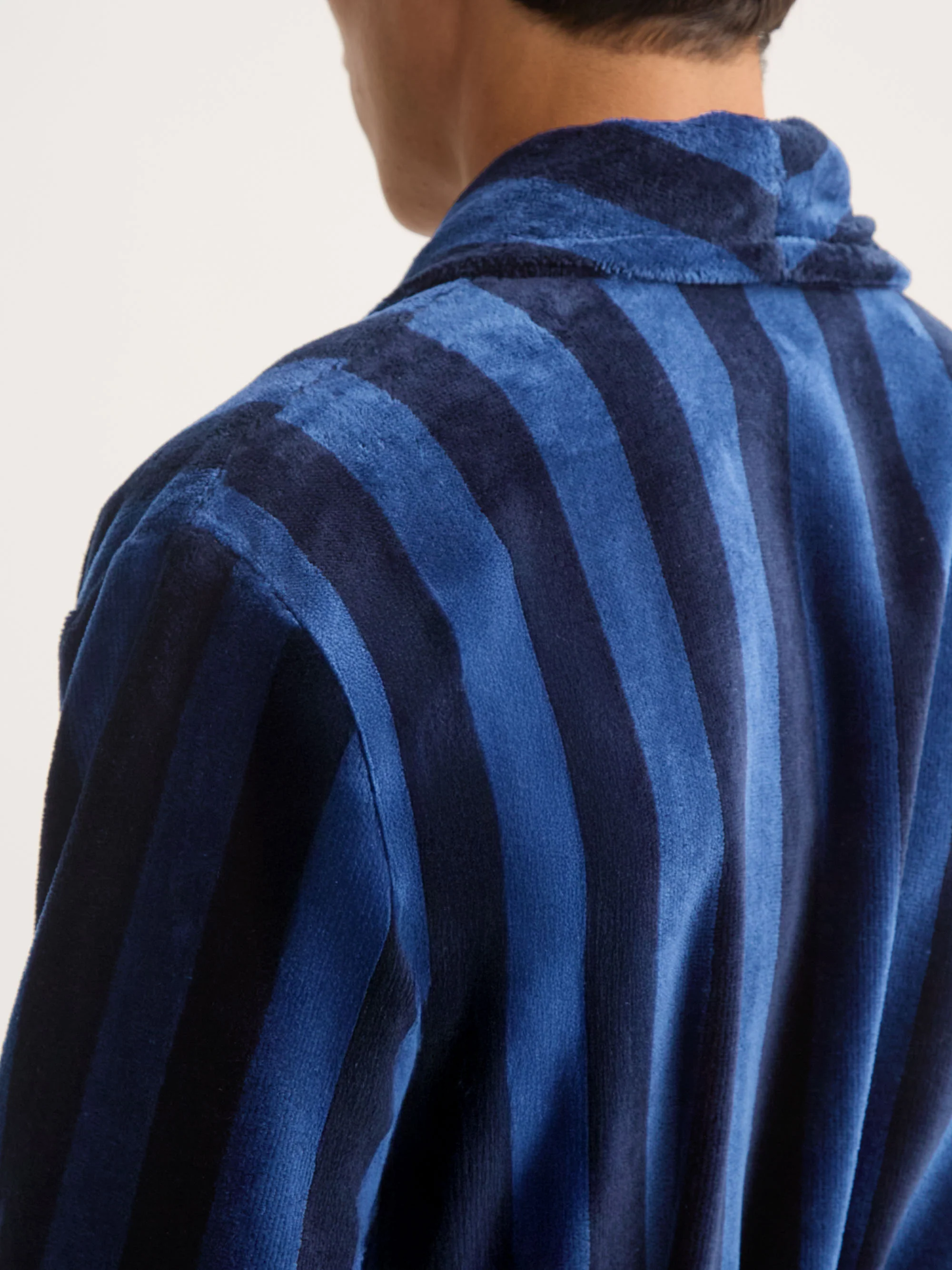 Men's Bathrobe Aston Terry Cotton Navy & Black - Image 6