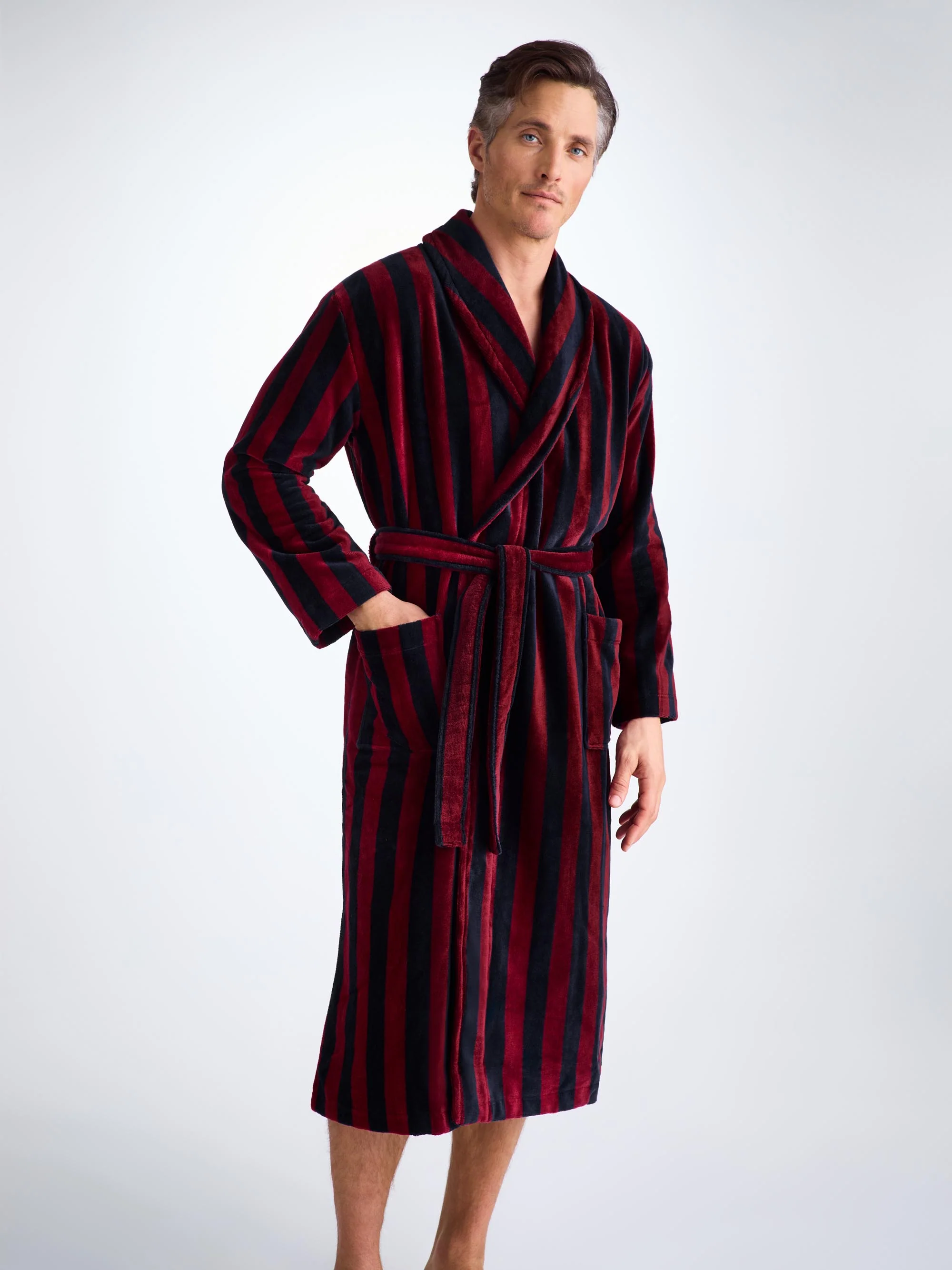 Men's Bathrobe Aston Terry Cotton Red - Image 4
