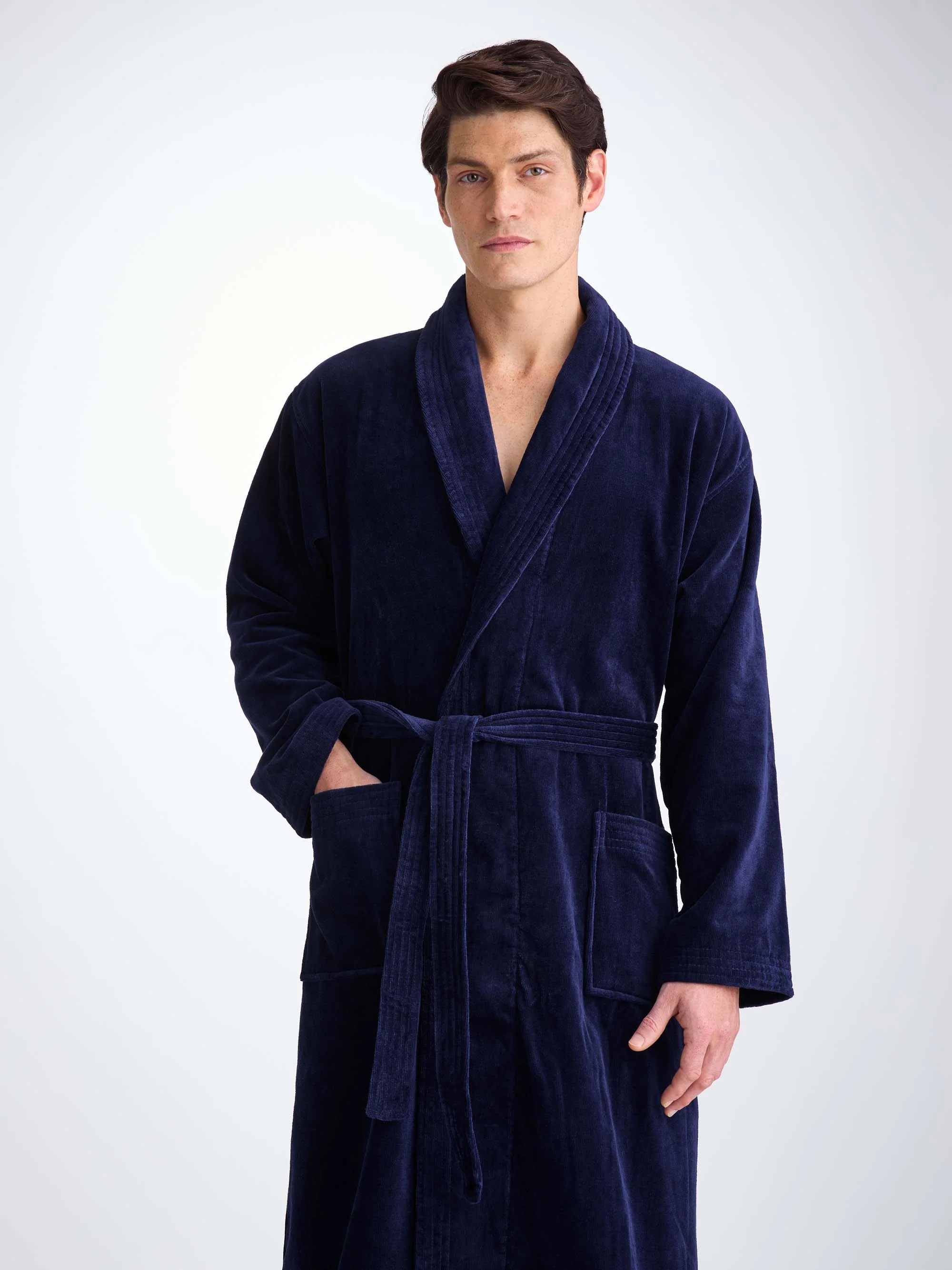 Men's Bathrobe Triton 10 Terry Cotton Navy - Image 4