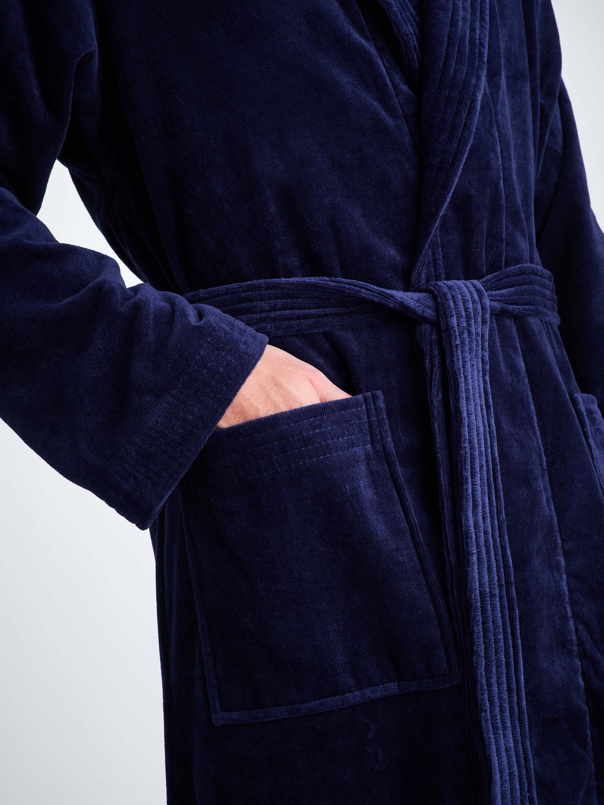 Men's Bathrobe Triton 10 Terry Cotton Navy - Image 5