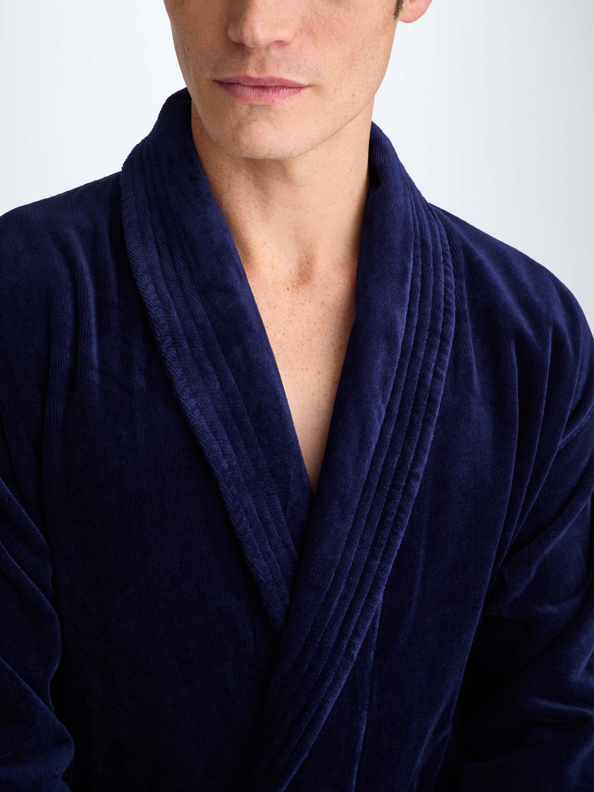 Men's Bathrobe Triton 10 Terry Cotton Navy - Image 7