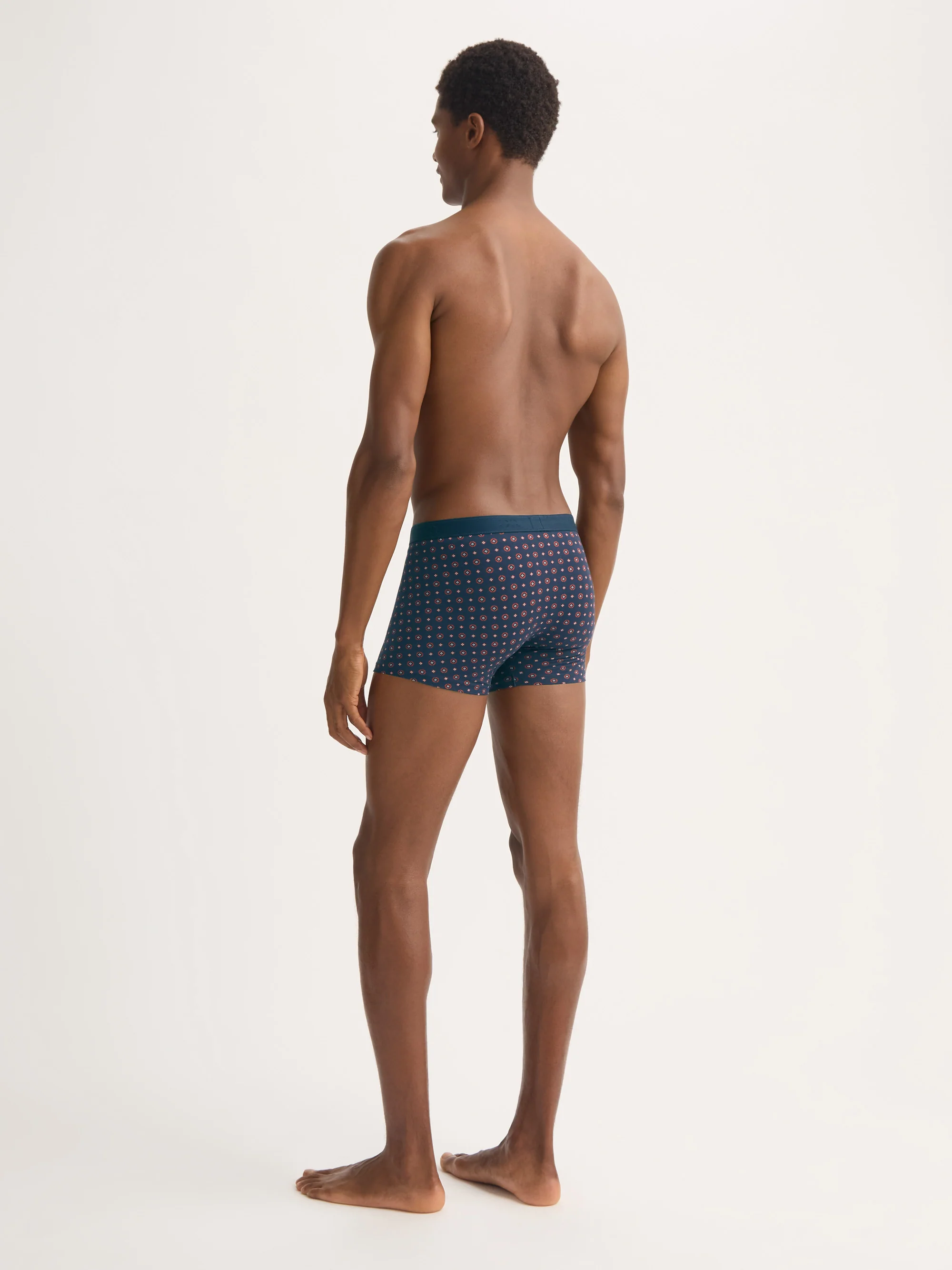 Men's Boxer Briefs Cotton Navy Blue & Red Rose Motif - Image 3