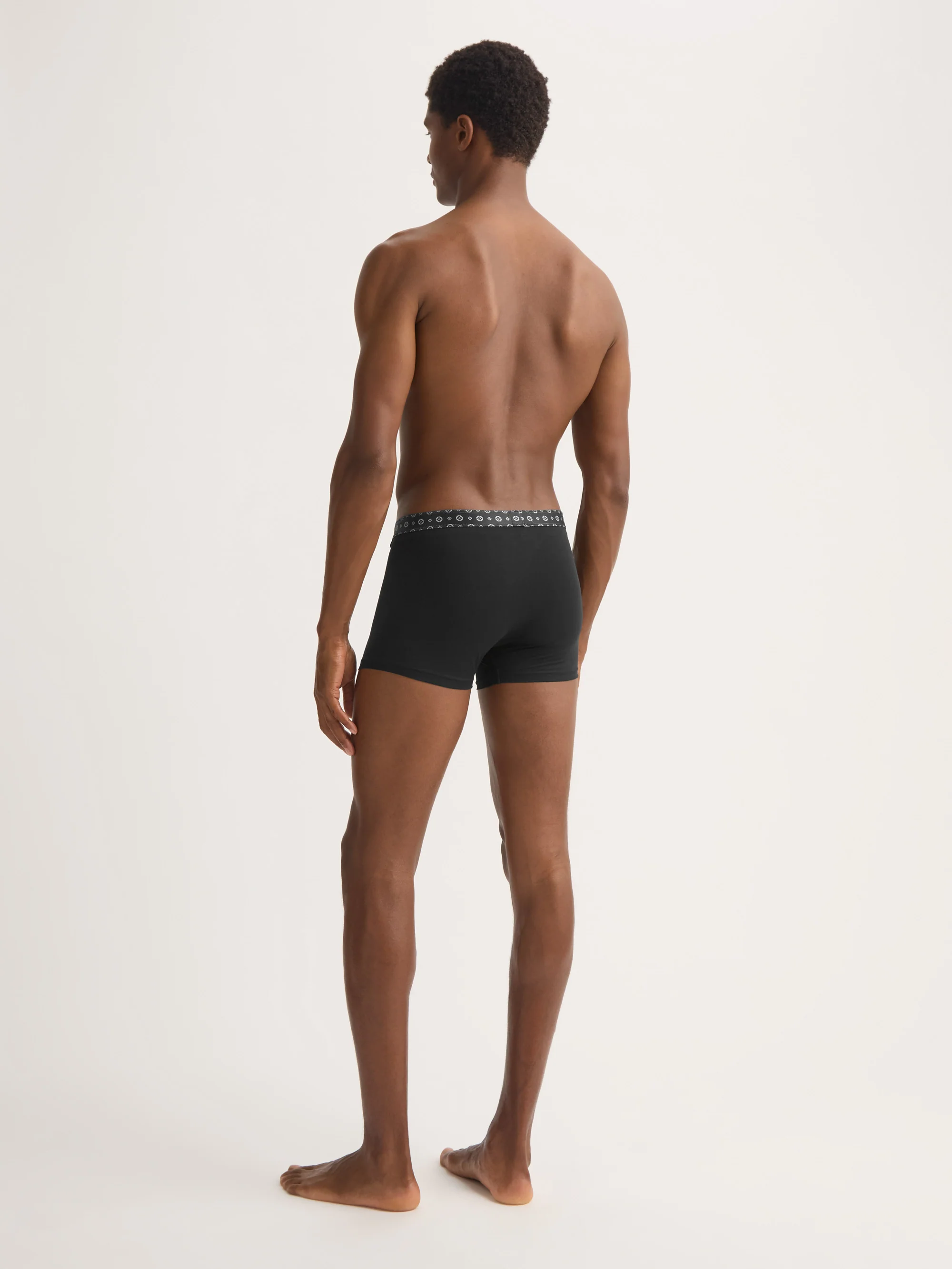 Men's Boxer Briefs Pima Cotton Stretch Black with Rose Motif Band - Image 3