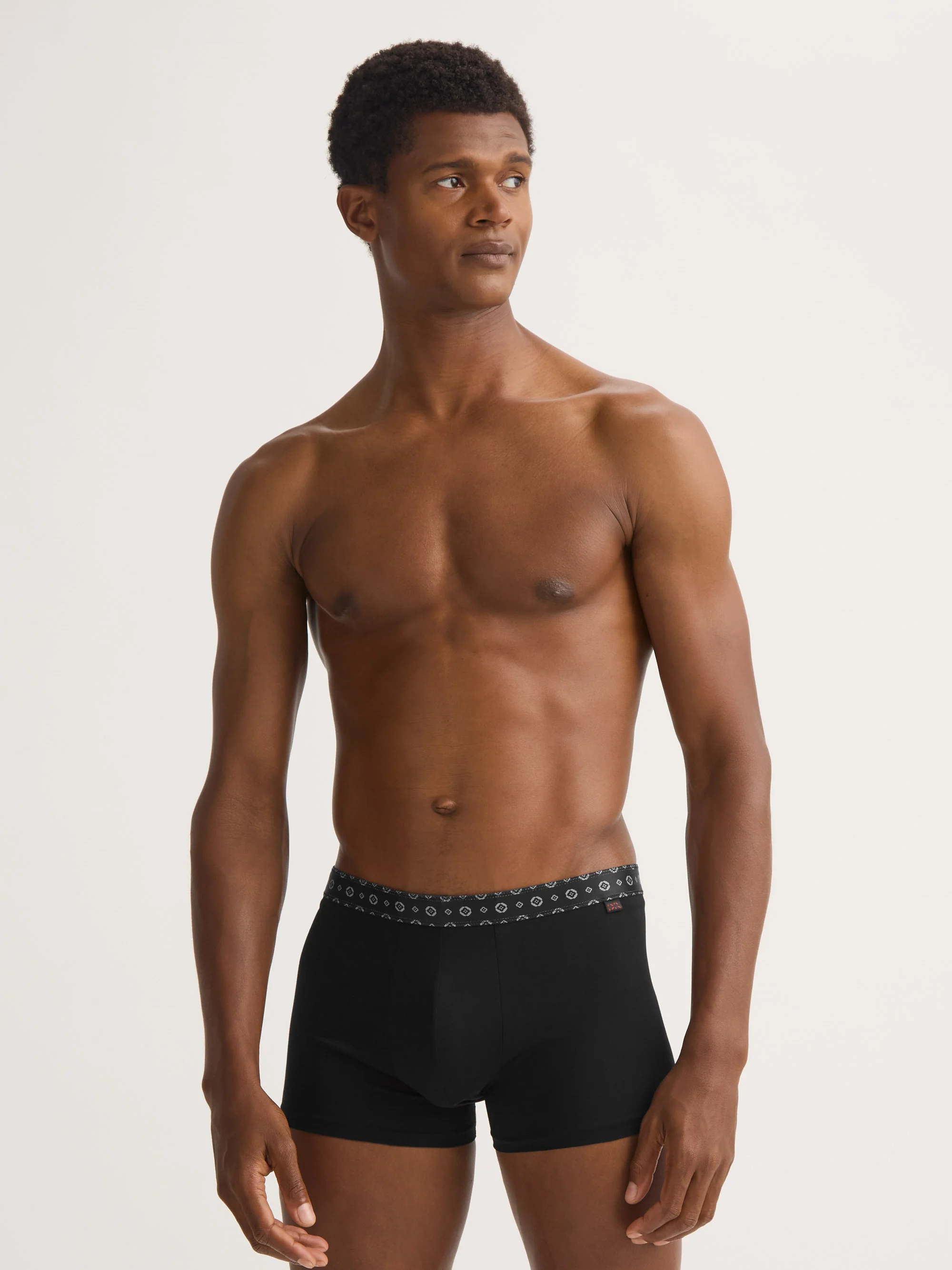 Men's Boxer Briefs Pima Cotton Stretch Black with Rose Motif Band - Image 4