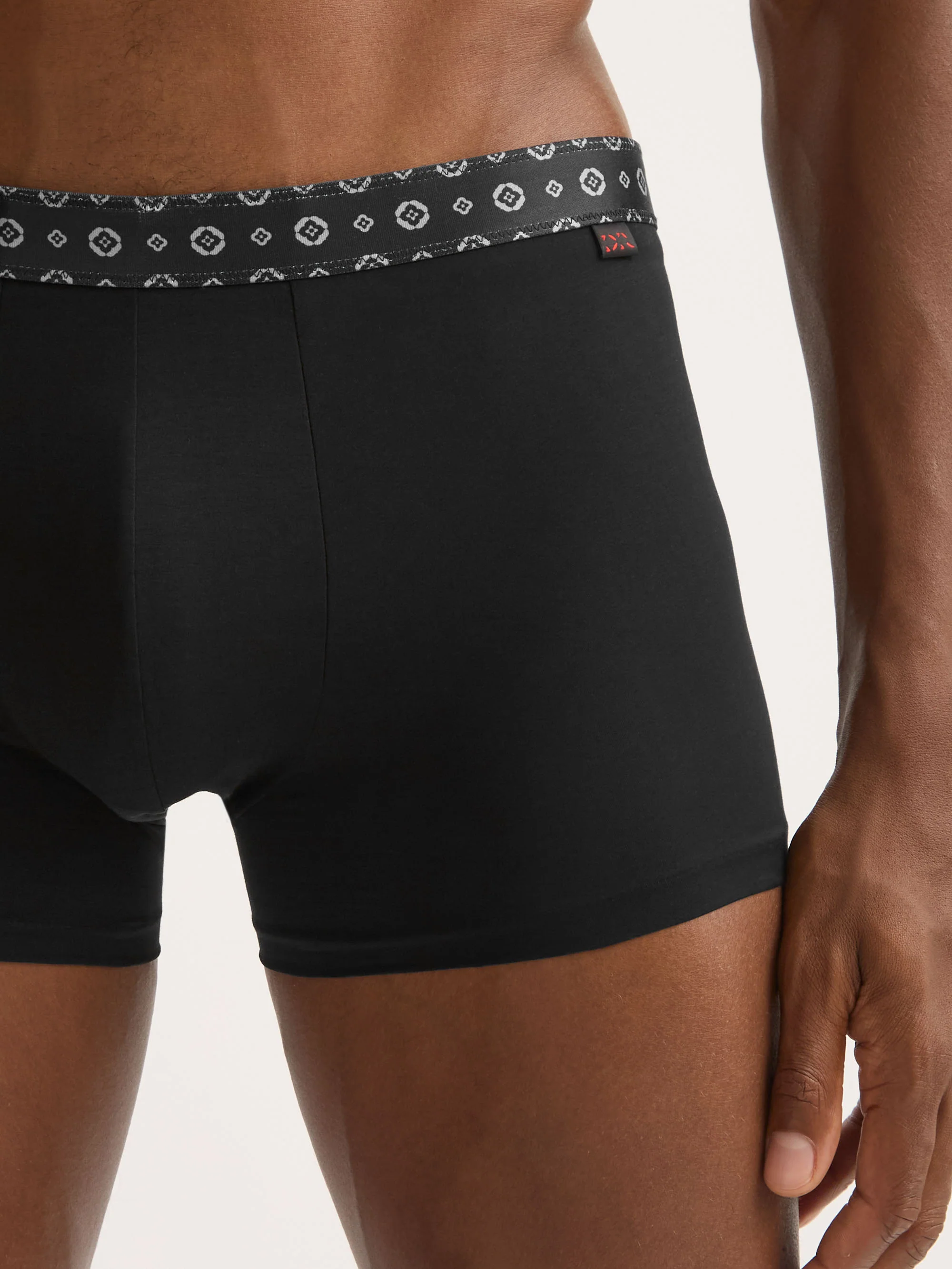 Men's Boxer Briefs Pima Cotton Stretch Black with Rose Motif Band - Image 5