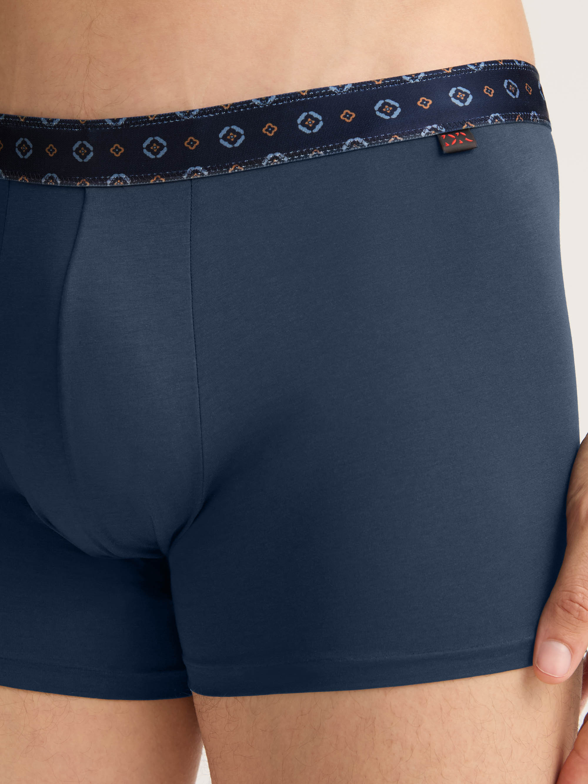 Men's Boxer Briefs Pima Cotton Stretch Navy Blue with Rose Motif Band - Image 5