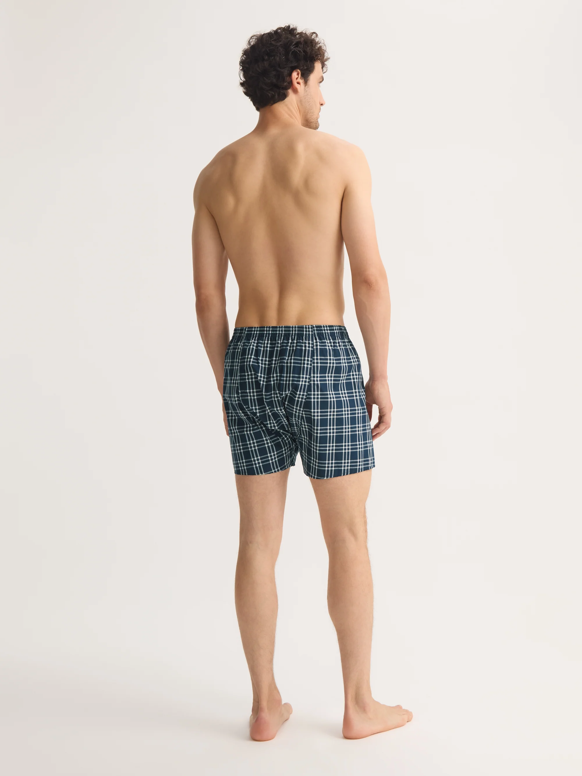 Men's Classic Fit Boxers Barker Cotton French Blue & White Check - Image 3