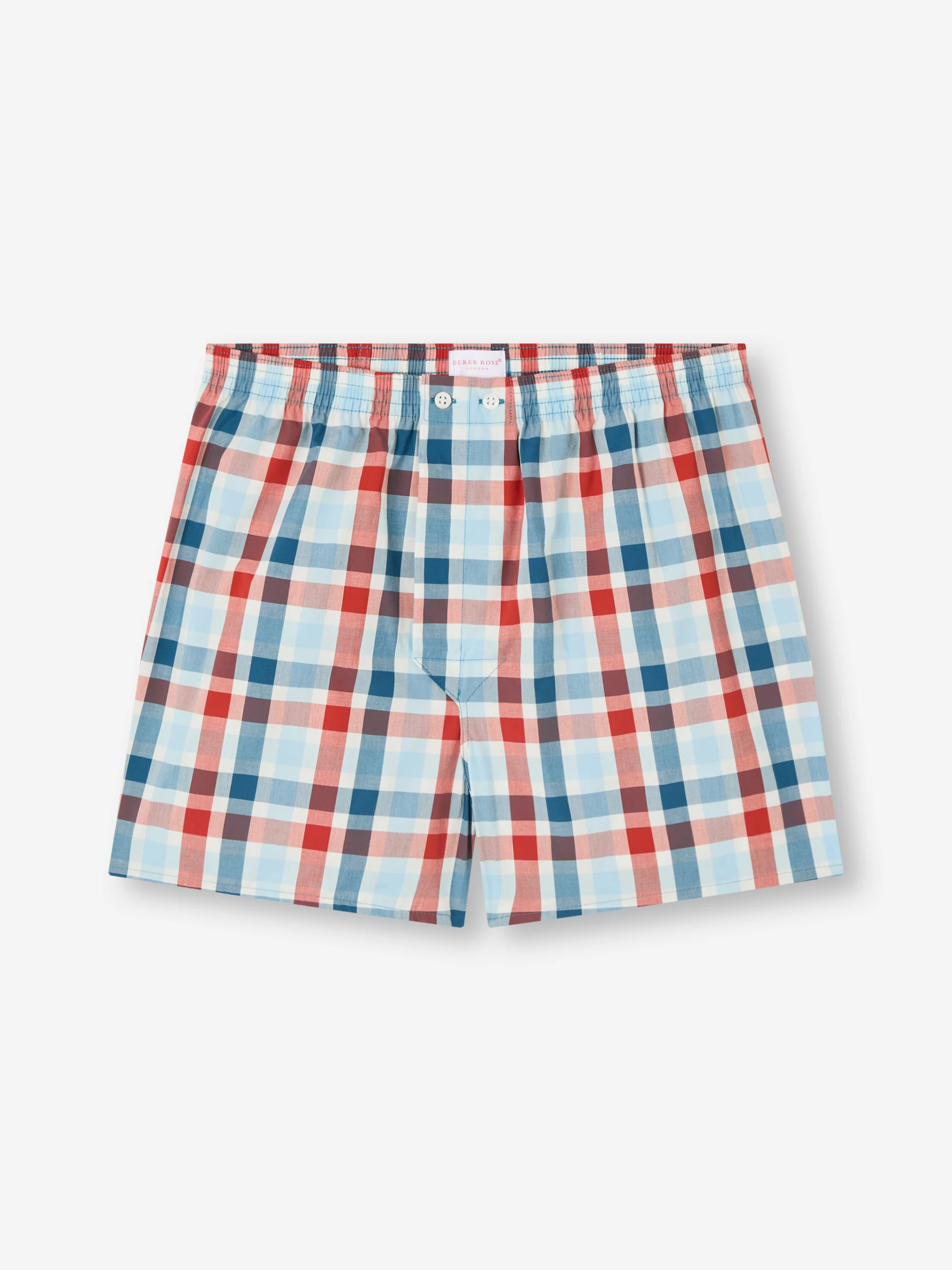 Men's Classic Fit Boxers Barker Cotton Teal & Red Check - Image 4