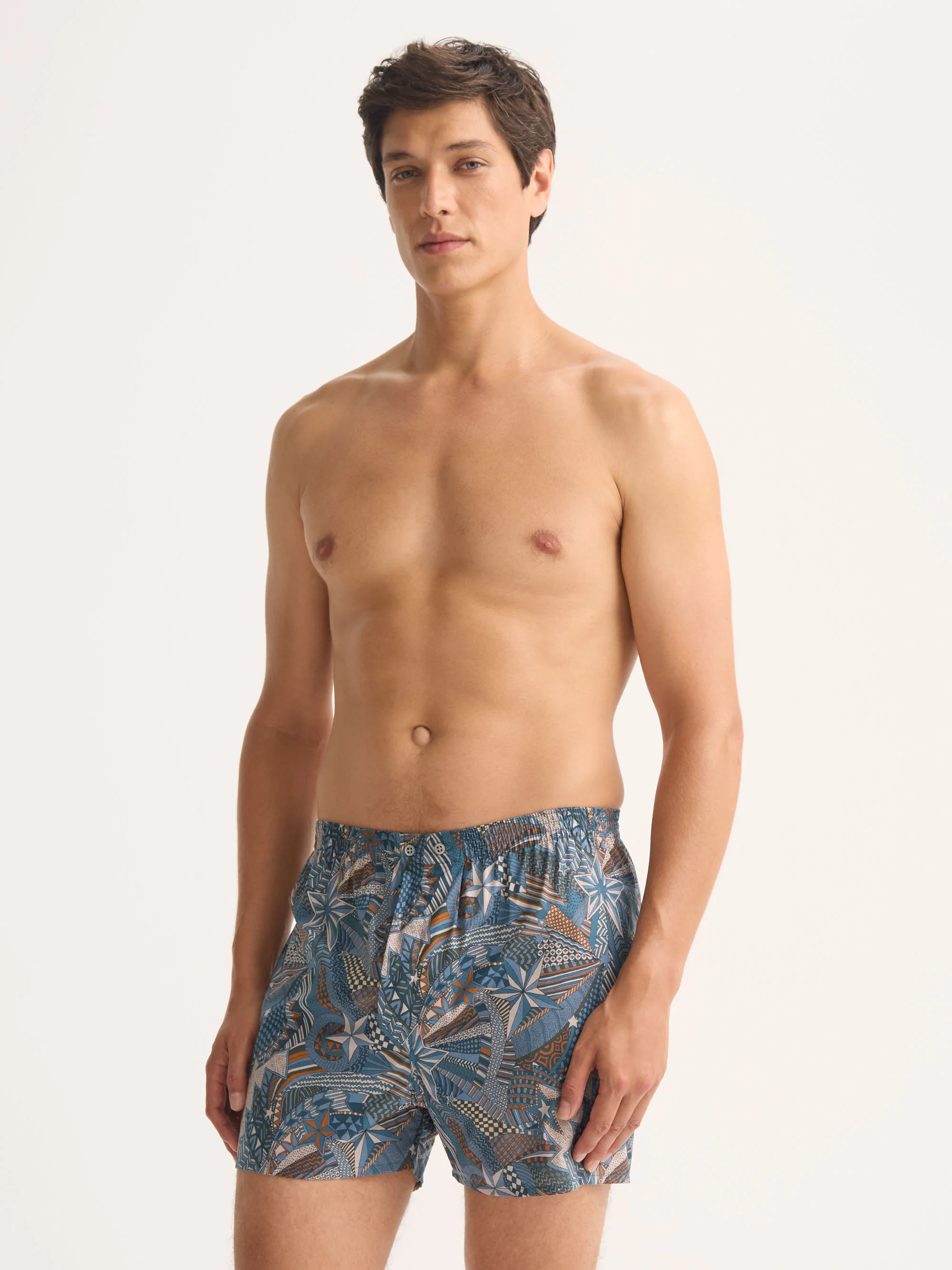 Men's Classic Fit Boxers Cotton Batiste Blue Multicolour Celebration Print - Image 4