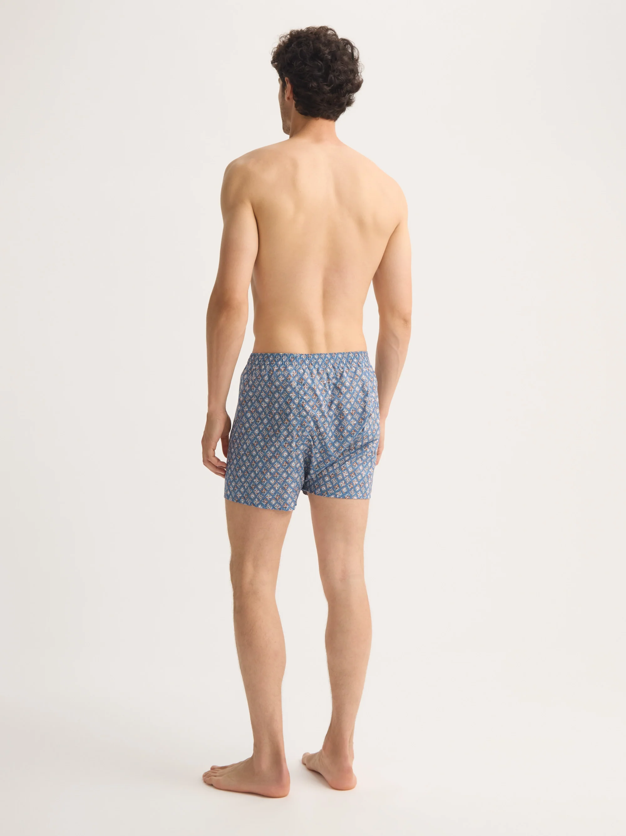 Men's Classic Fit Boxers Cotton Batiste Blue Multicolour Diamond Print - Image 4