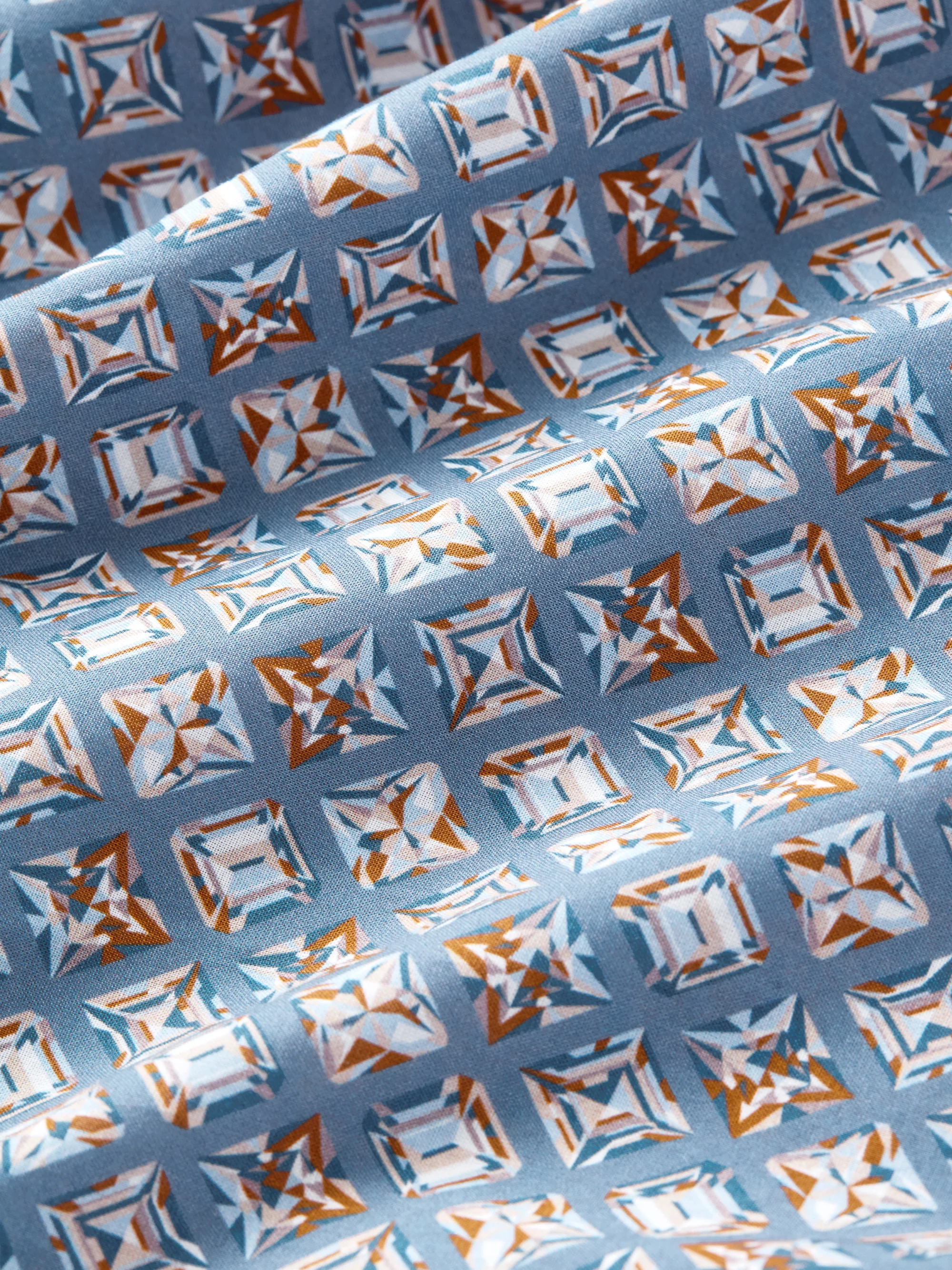 Men's Classic Fit Pyjamas Cotton Batiste Blue Multicolour Diamond Print - Image 6