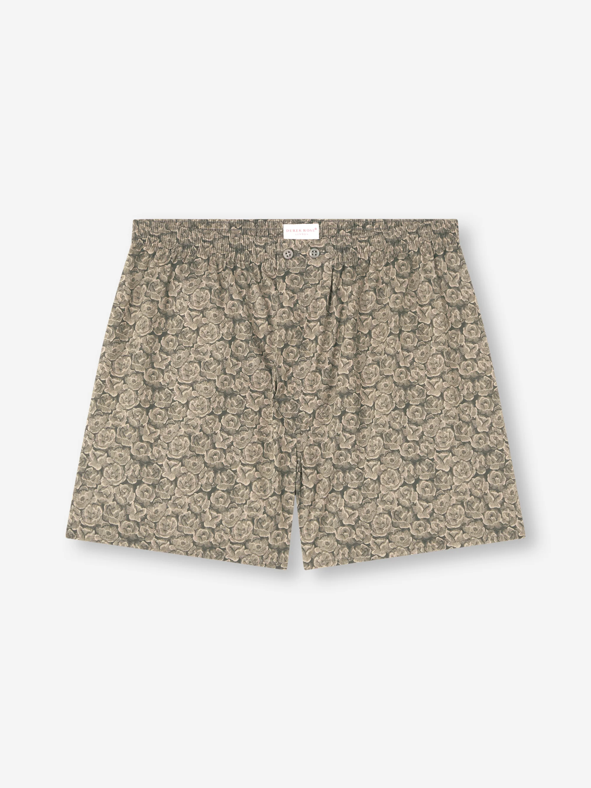 Men's Classic Fit Boxers Cotton Batiste Camo Green Rose Print
