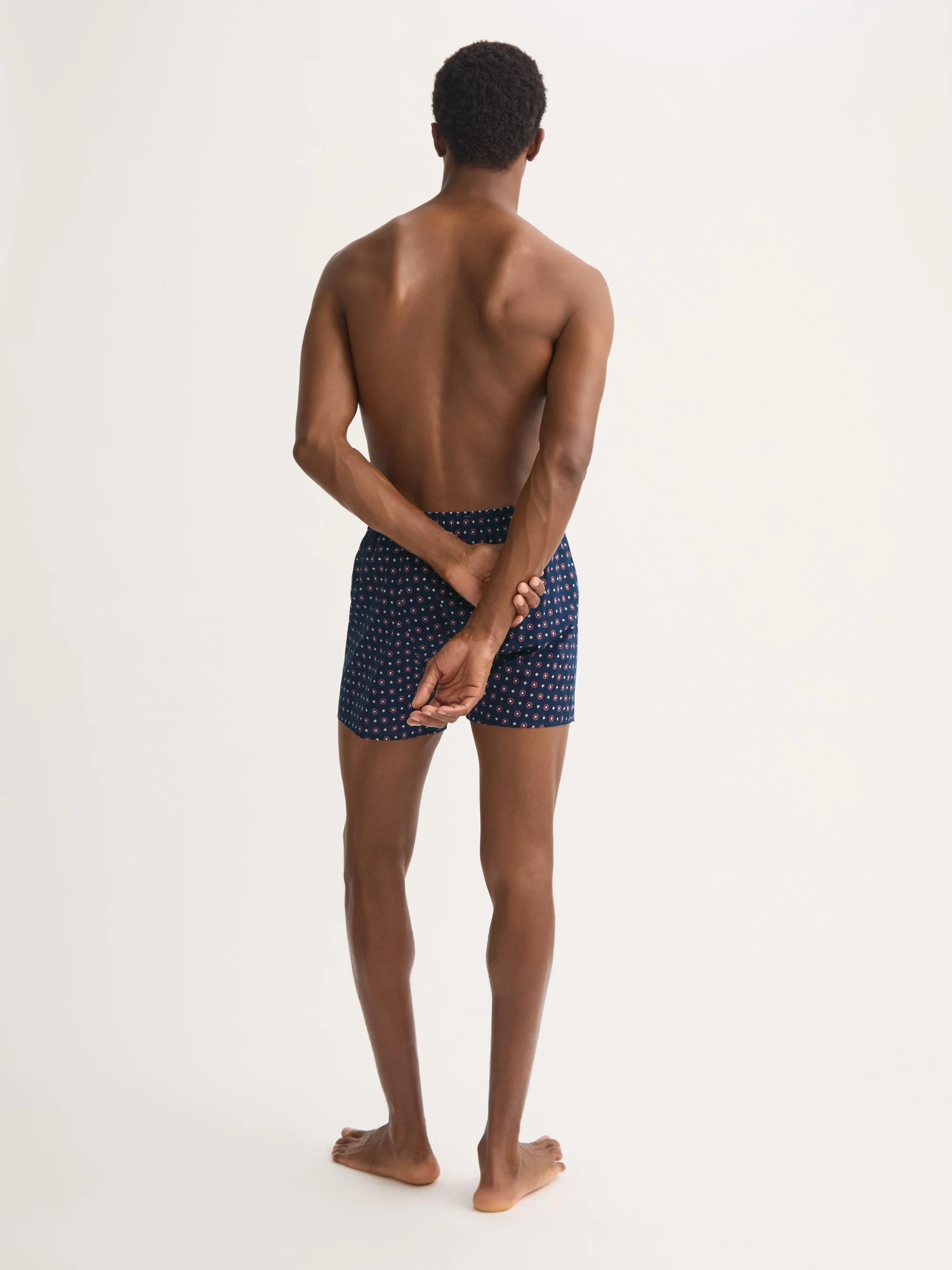 Men's Classic Fit Boxers Cotton Batiste Navy Blue Rose Motif - Image 3