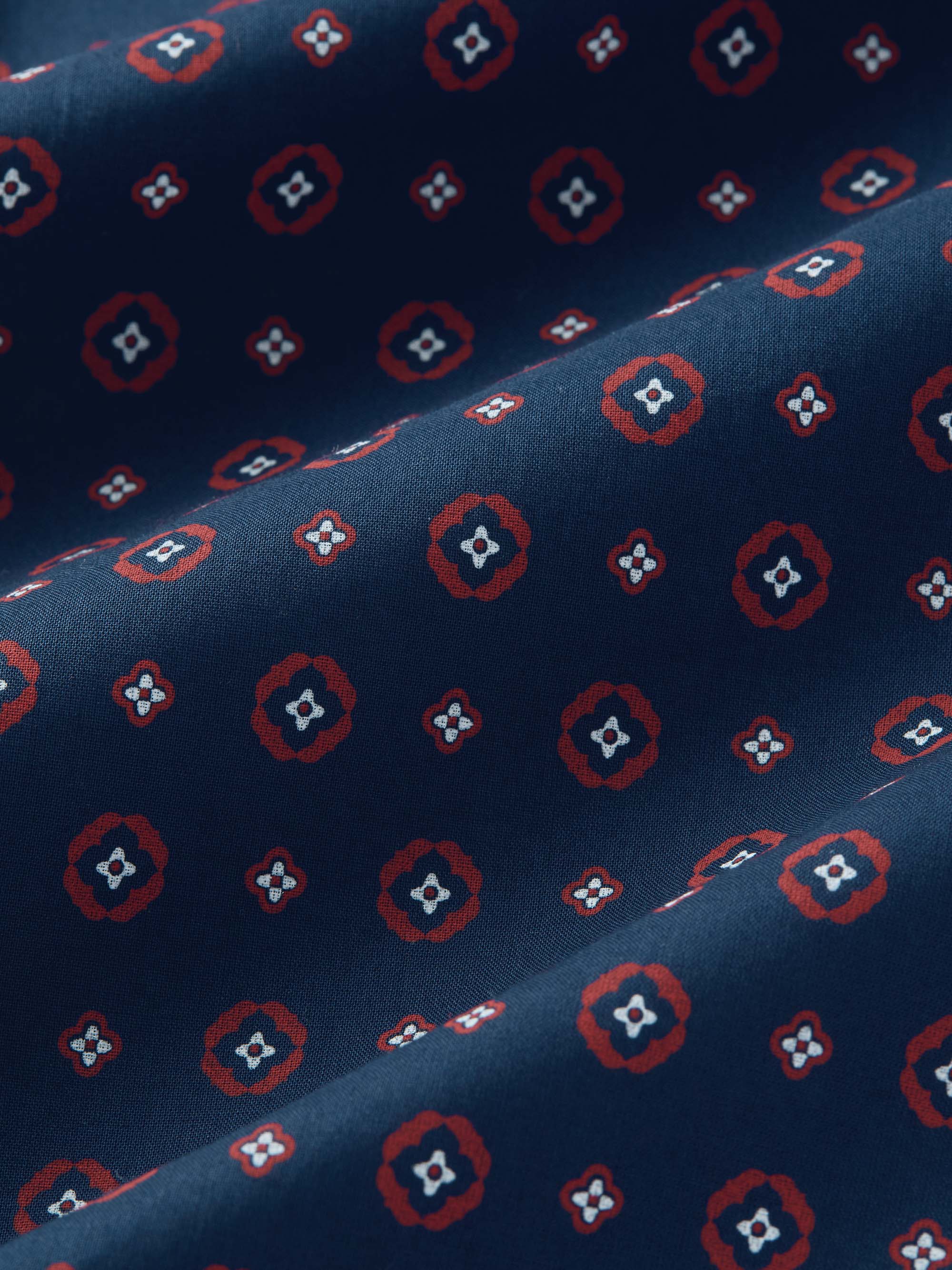 Men's Lounge Trousers Cotton Batiste Navy Blue Rose Motif - Image 6