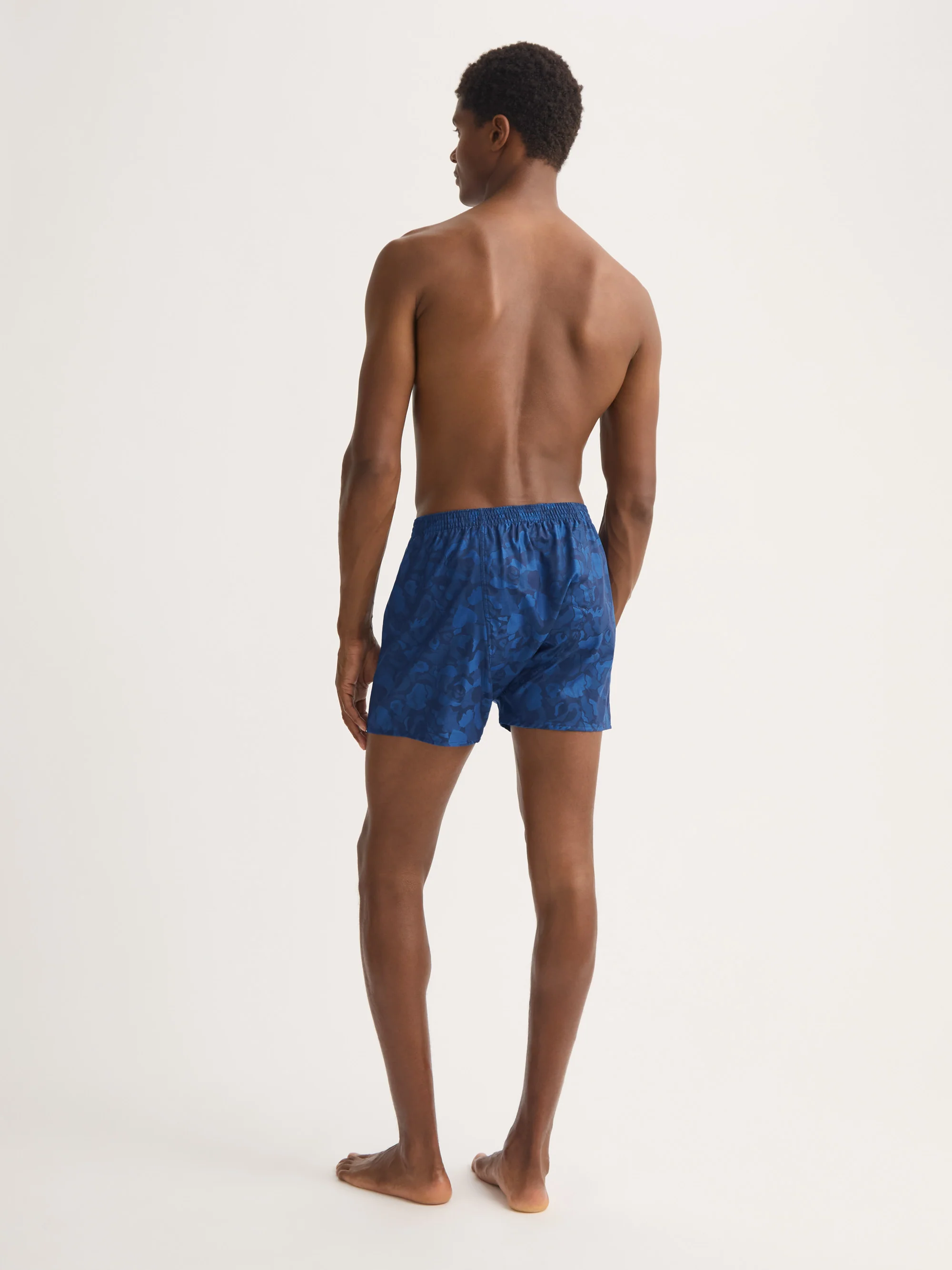 Men's Classic Fit Boxers Cotton Jacquard Navy Blue Camo Rose Weave - Image 3