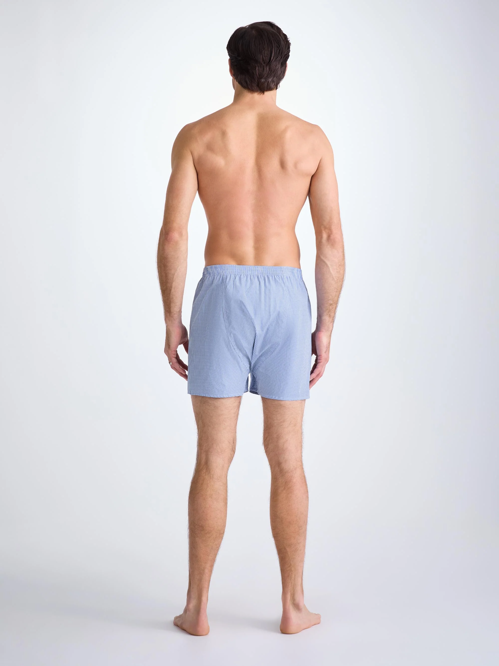Men's Classic Fit Boxers Gingham Cotton Blue - Image 5