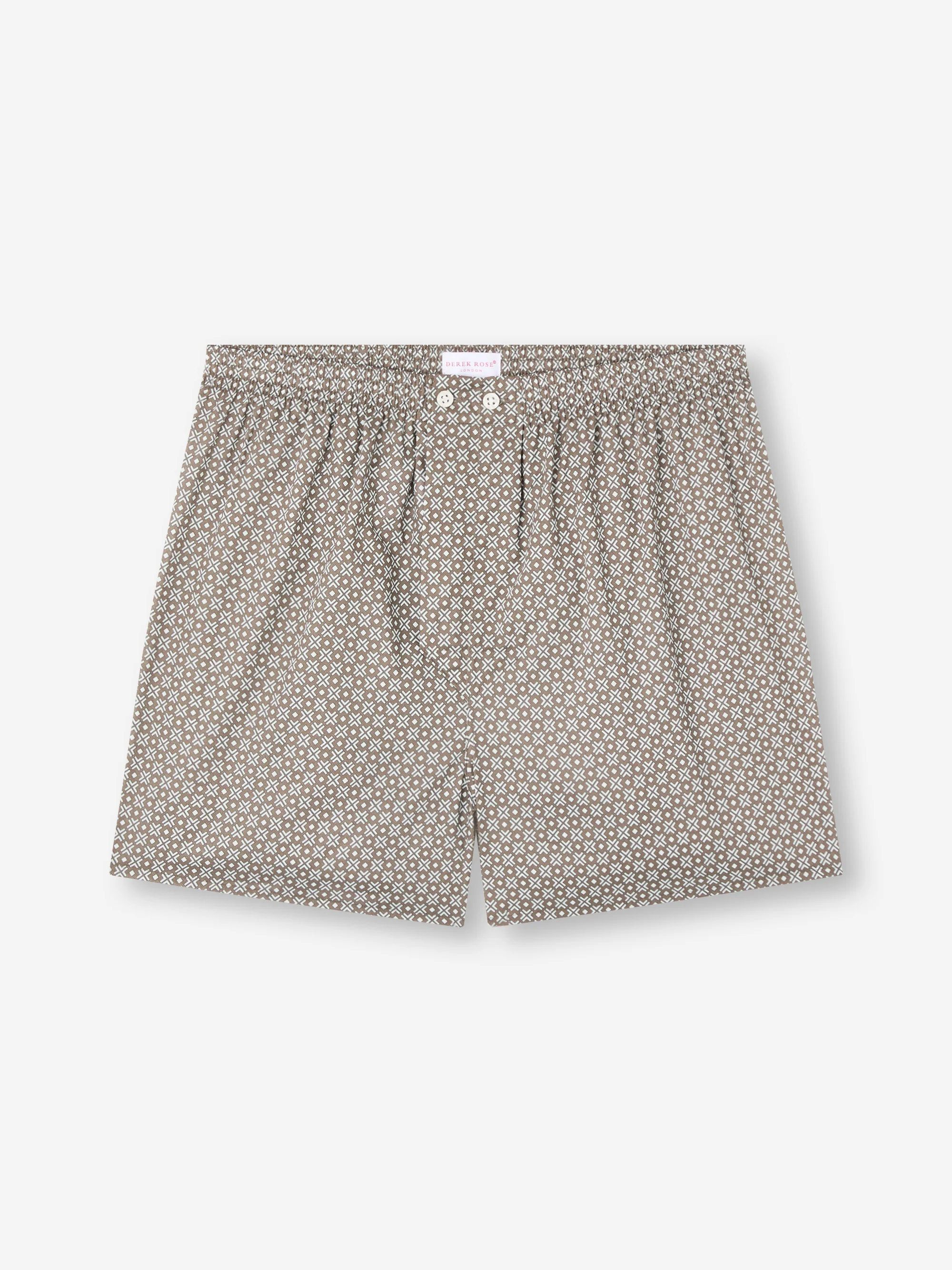 Men's Classic Fit Boxers London Geo Cross Cotton Batiste Taupe - Image 5
