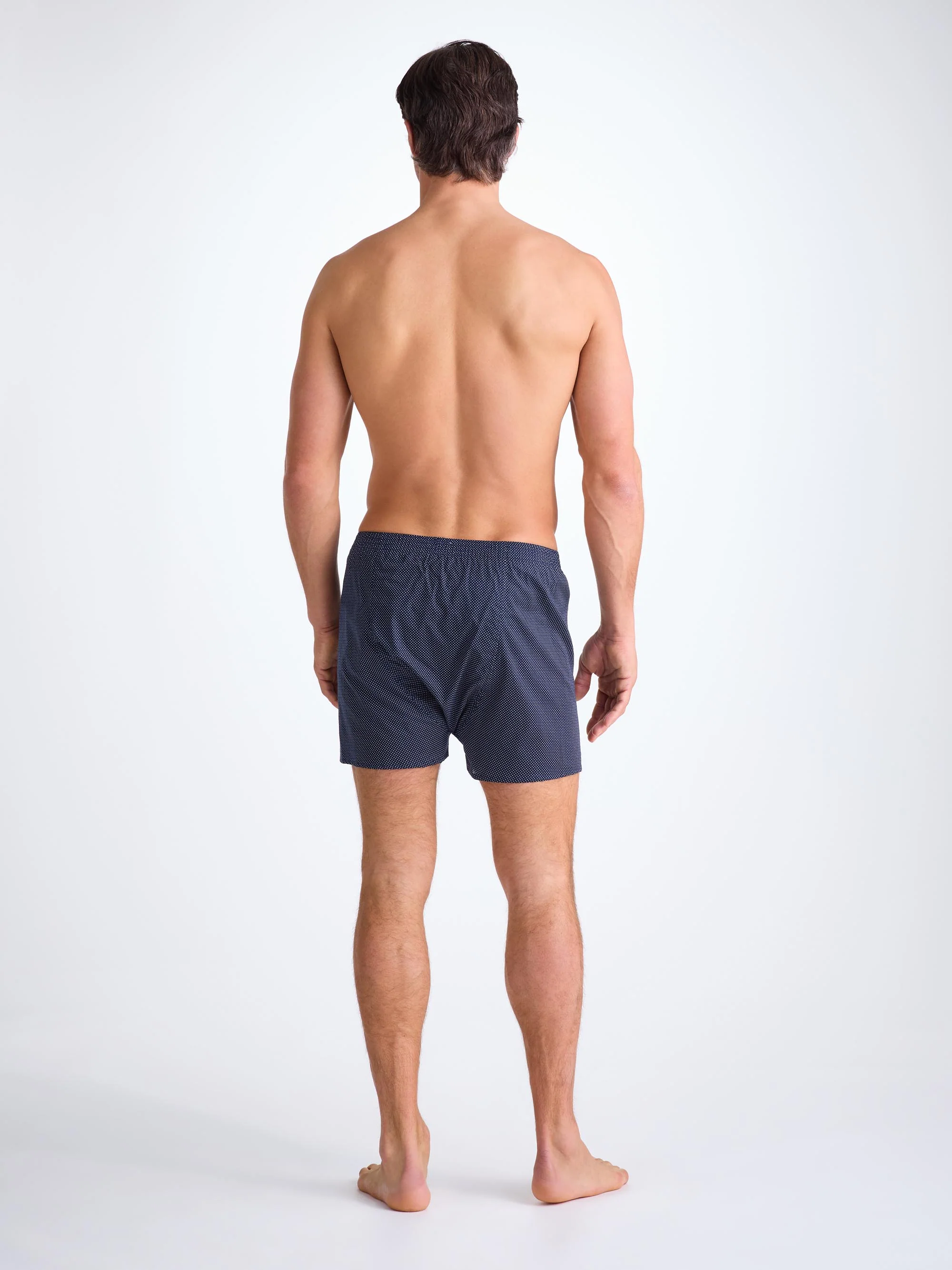 Men's Classic Fit Boxers Cotton Batiste Navy Pin Dot Print - Image 3