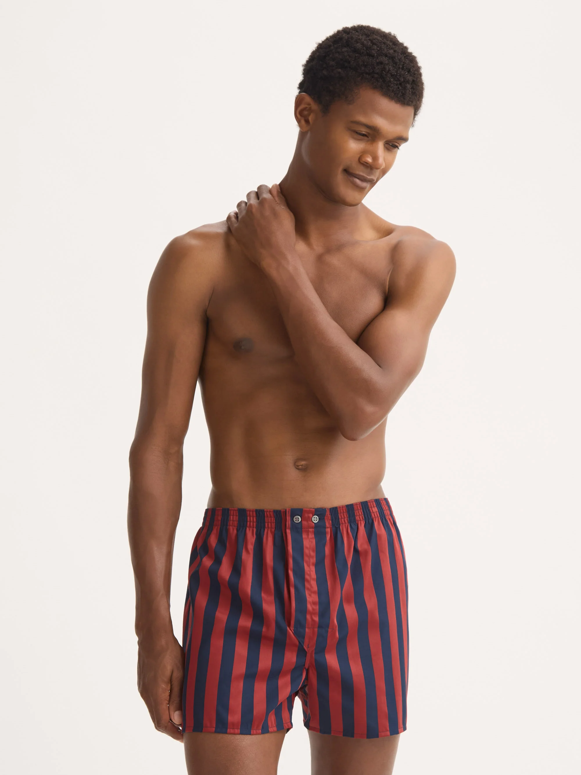Men's Classic Fit Boxers Royal Cotton Navy Blue & Red Stripe - Image 4
