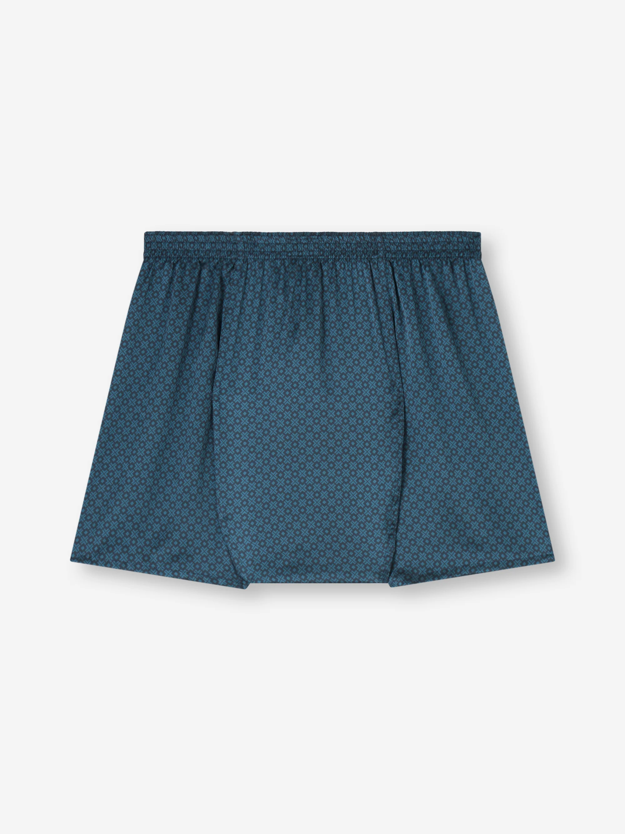 Men's Classic Fit Boxers Silk London Geo Cross Blue & Teal - Image 5