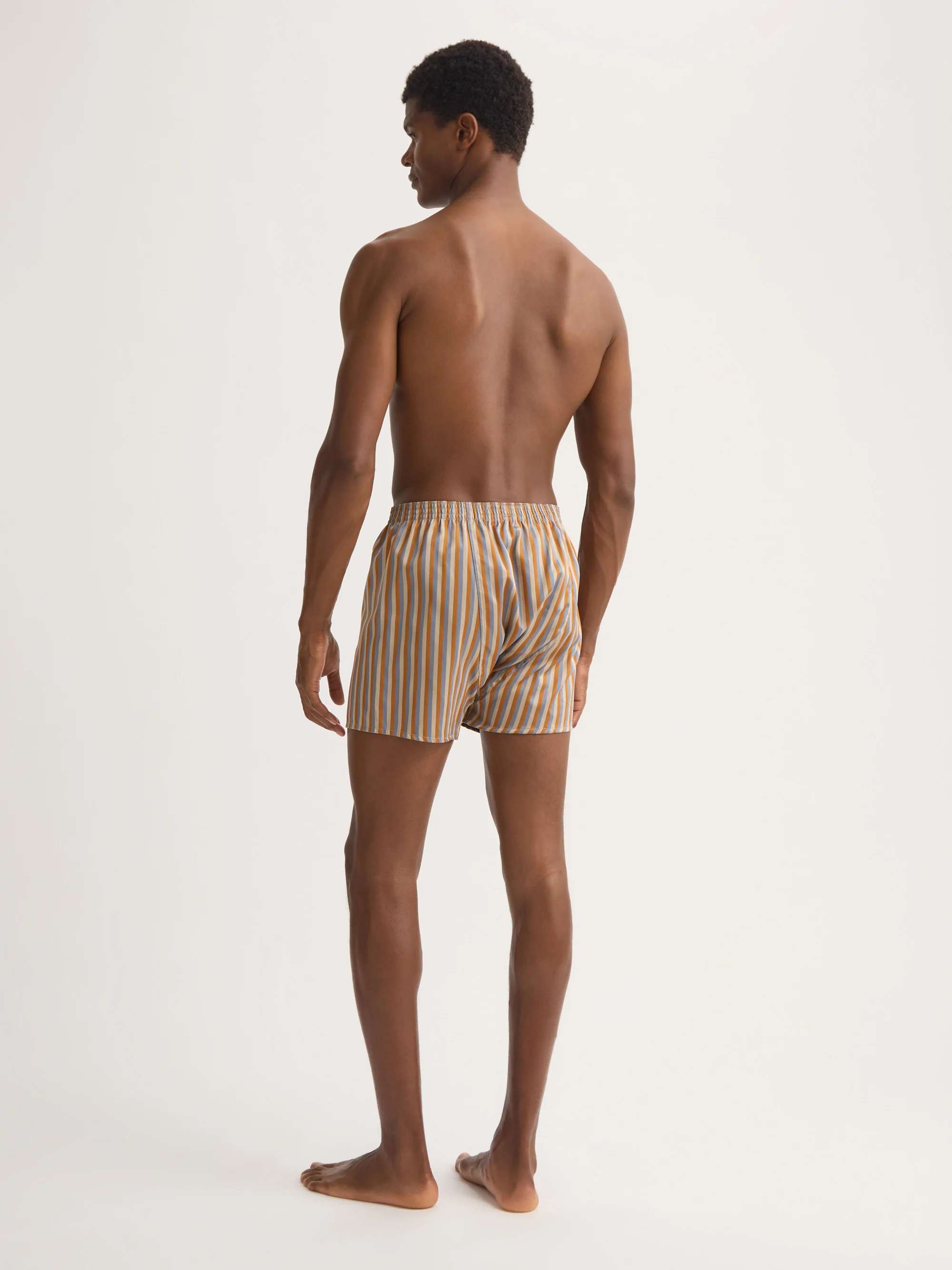 Men's Classic Fit Boxers Wellington Cotton Brown and Blue Multicolour Stripe - Image 4