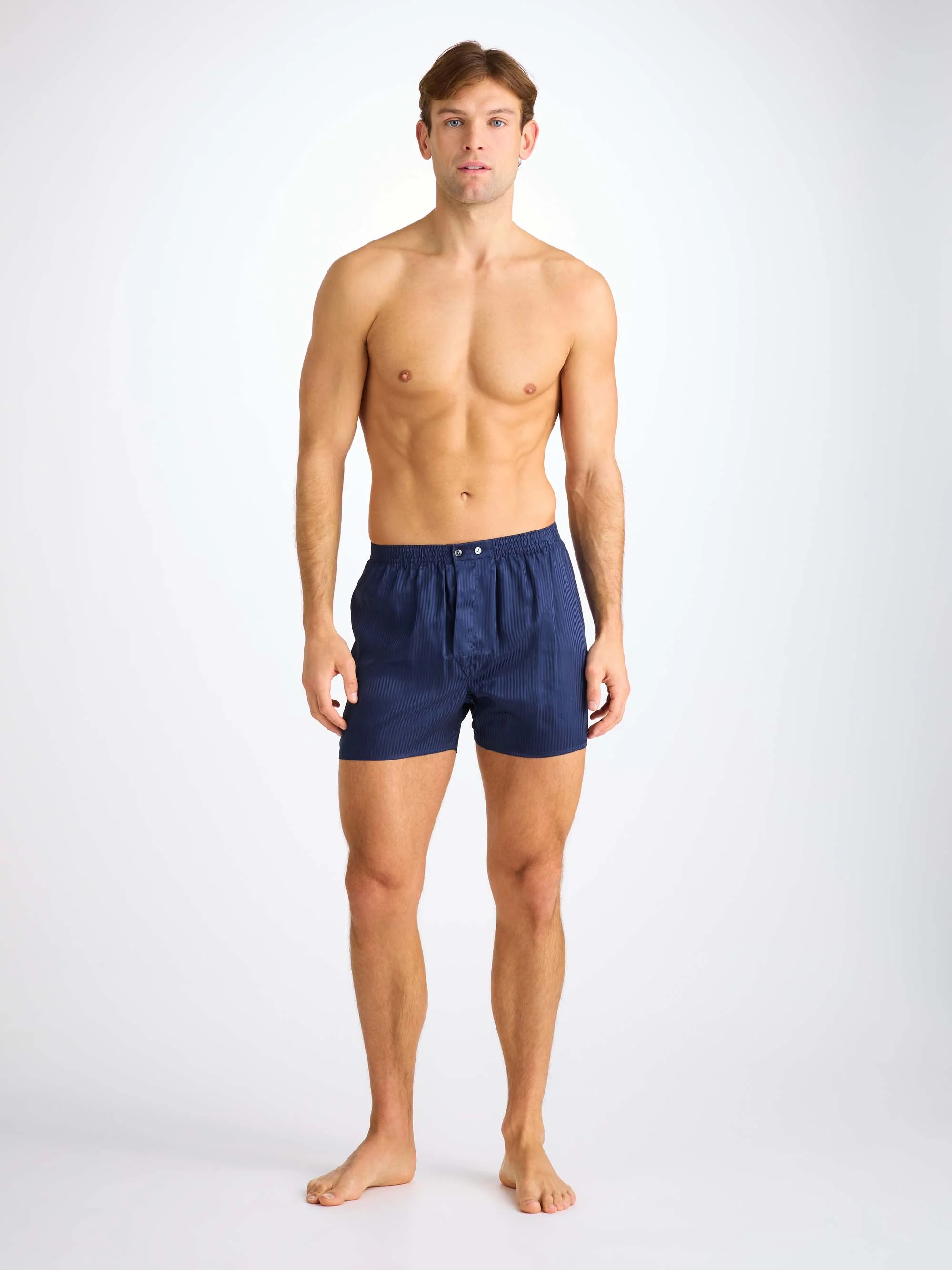 Men's Classic Fit Boxers Woburn Silk Navy Stripe - Image 3