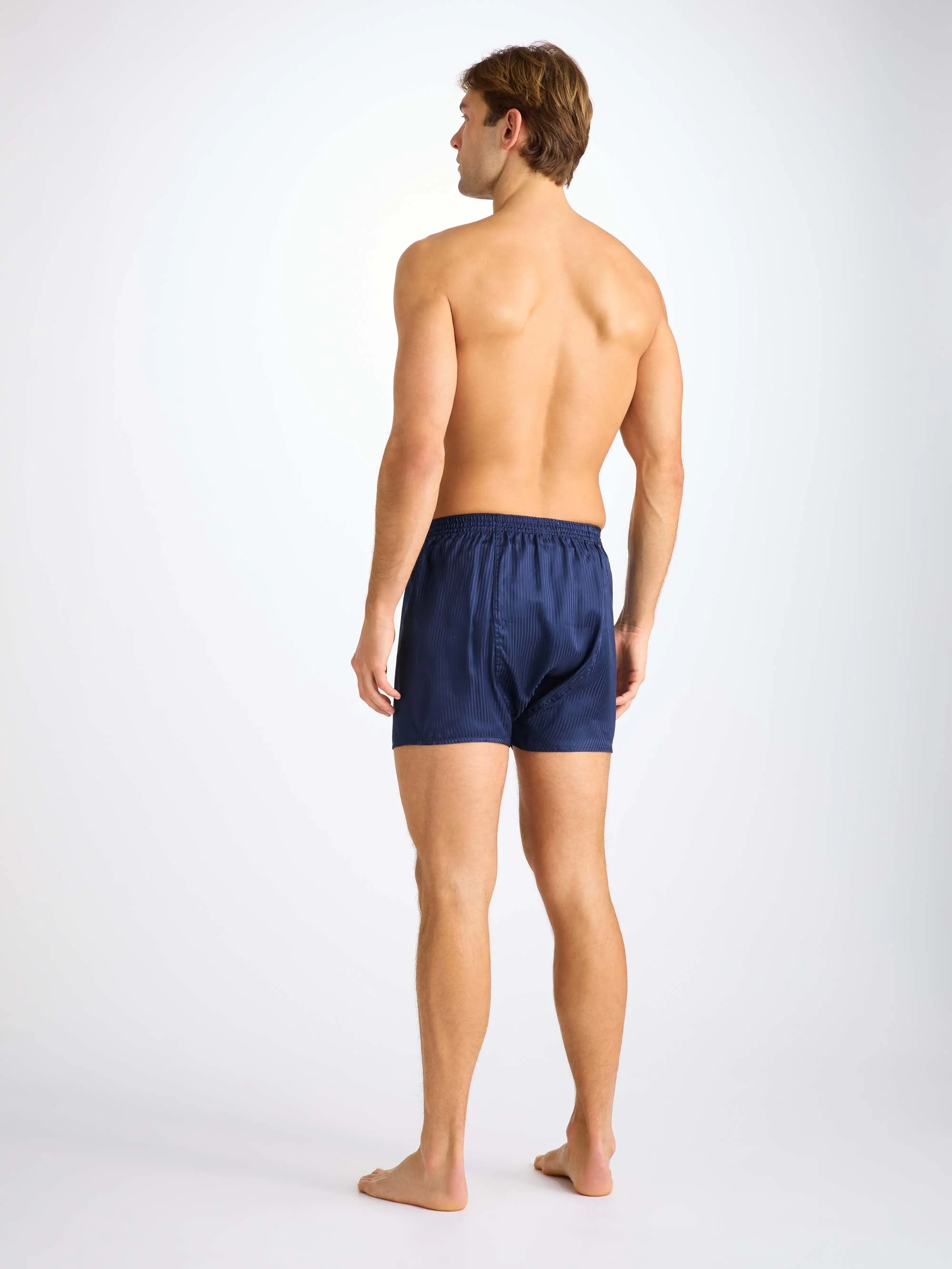 Men's Classic Fit Boxers Woburn Silk Navy Stripe - Image 4