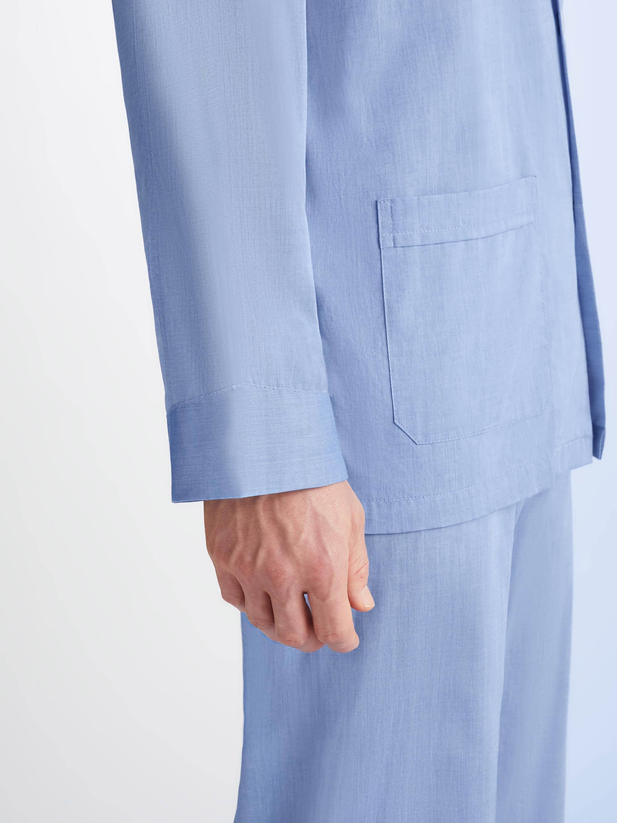 Men's Classic Fit Pyjamas Amalfi Cotton Batiste Blue - Image 4