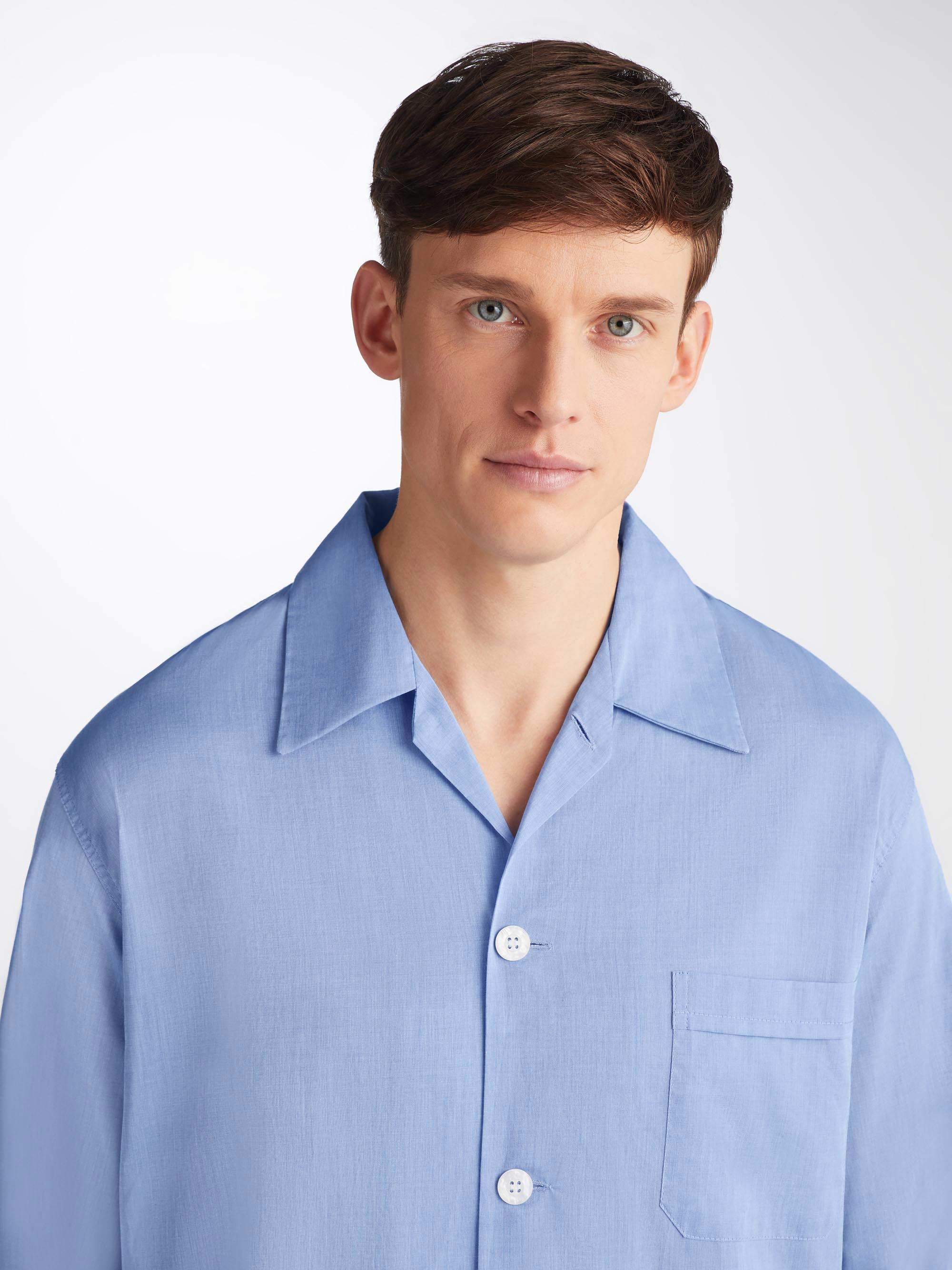 Men's Classic Fit Pyjamas Amalfi Cotton Batiste Blue - Image 6