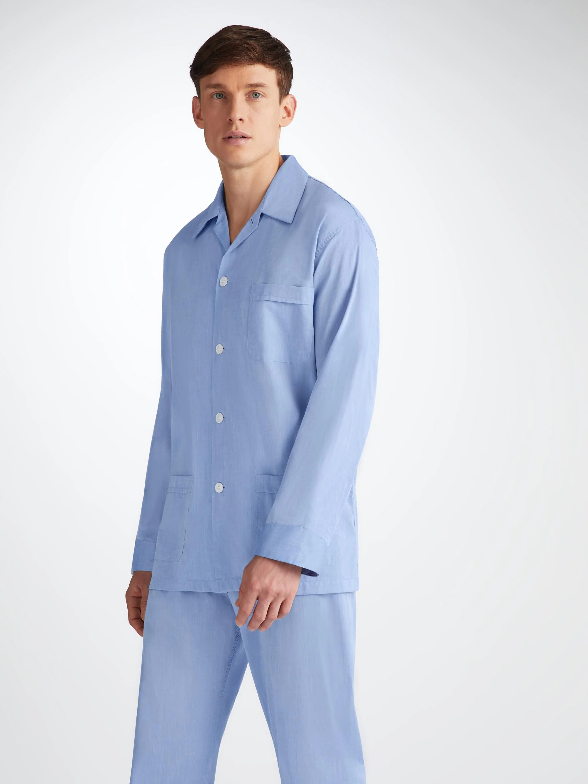 Men's Classic Fit Pyjamas Amalfi Cotton Batiste Blue - Image 7