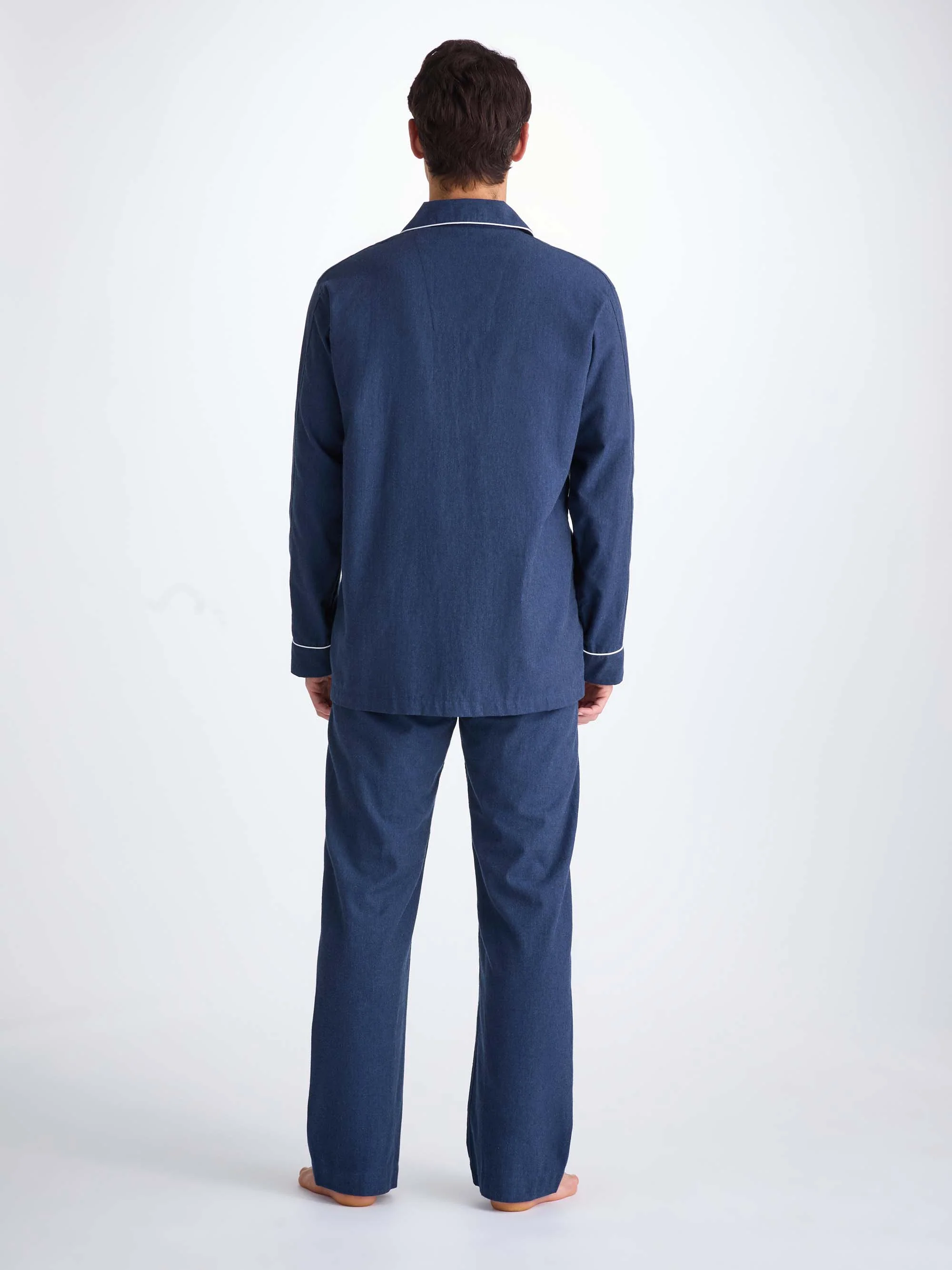 Men's Classic Fit Pyjamas Balmoral 3 Brushed Cotton Navy - Image 3