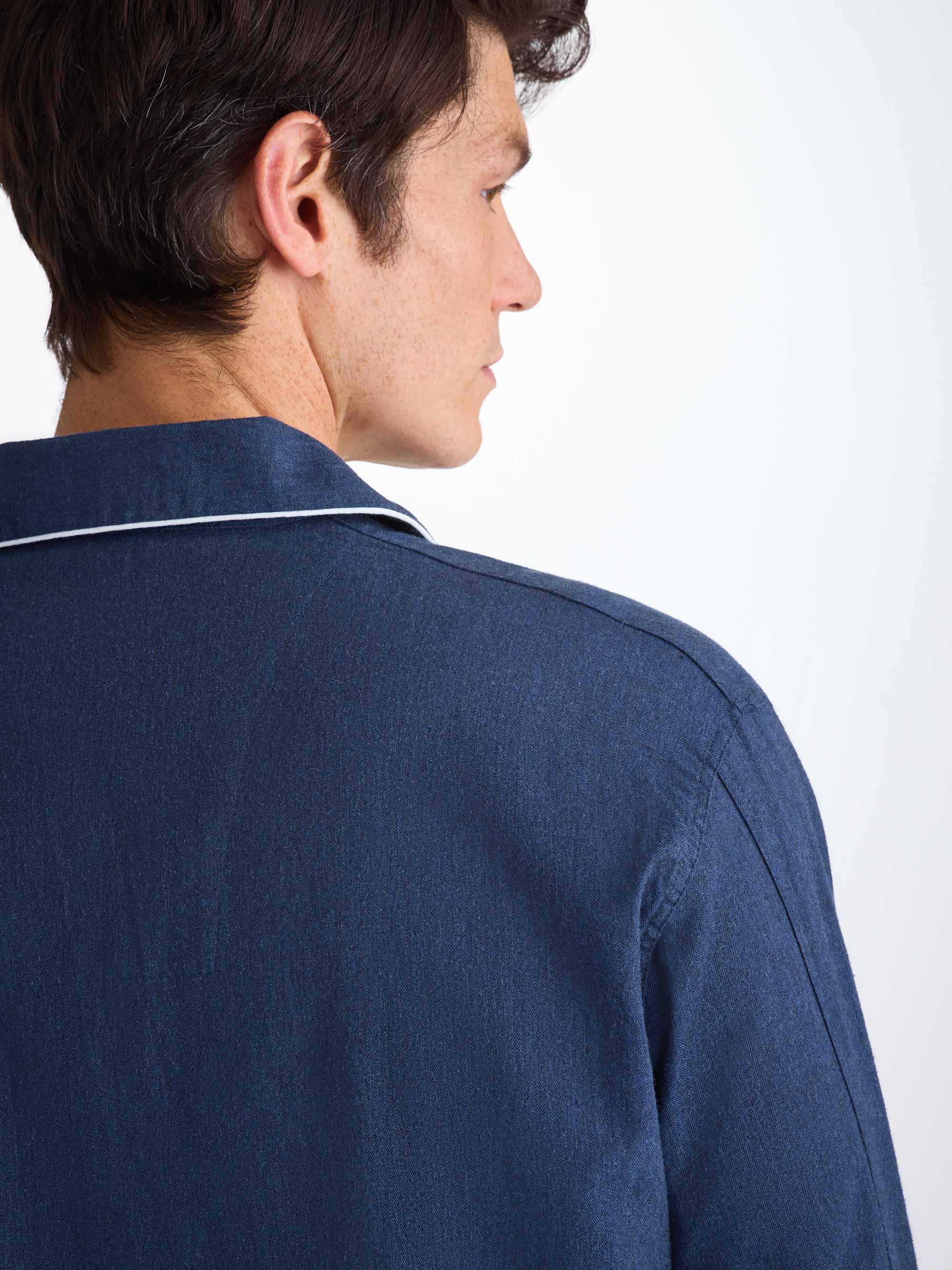 Men's Classic Fit Pyjamas Balmoral 3 Brushed Cotton Navy - Image 4