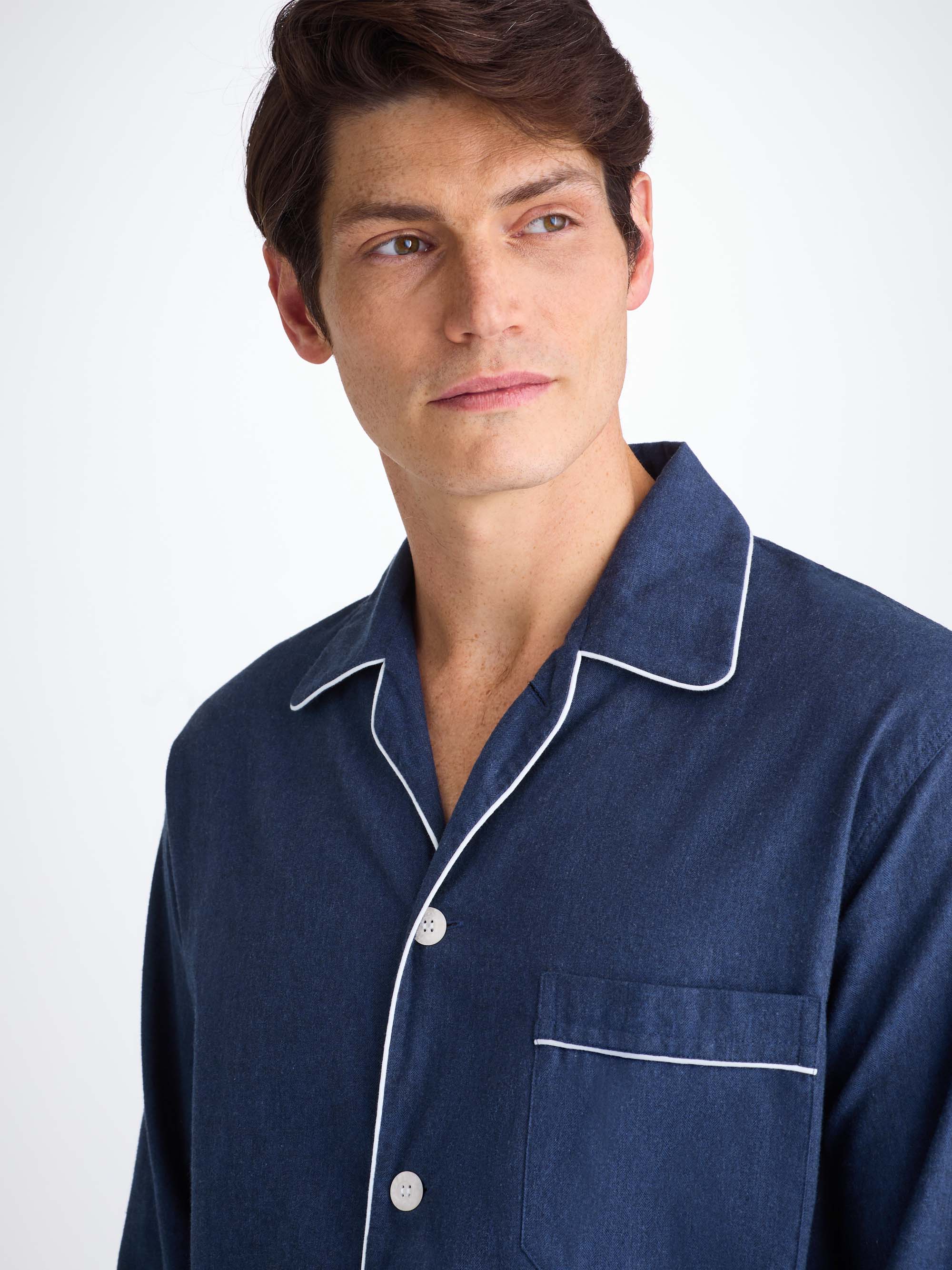 Men's Classic Fit Pyjamas Balmoral 3 Brushed Cotton Navy - Image 5