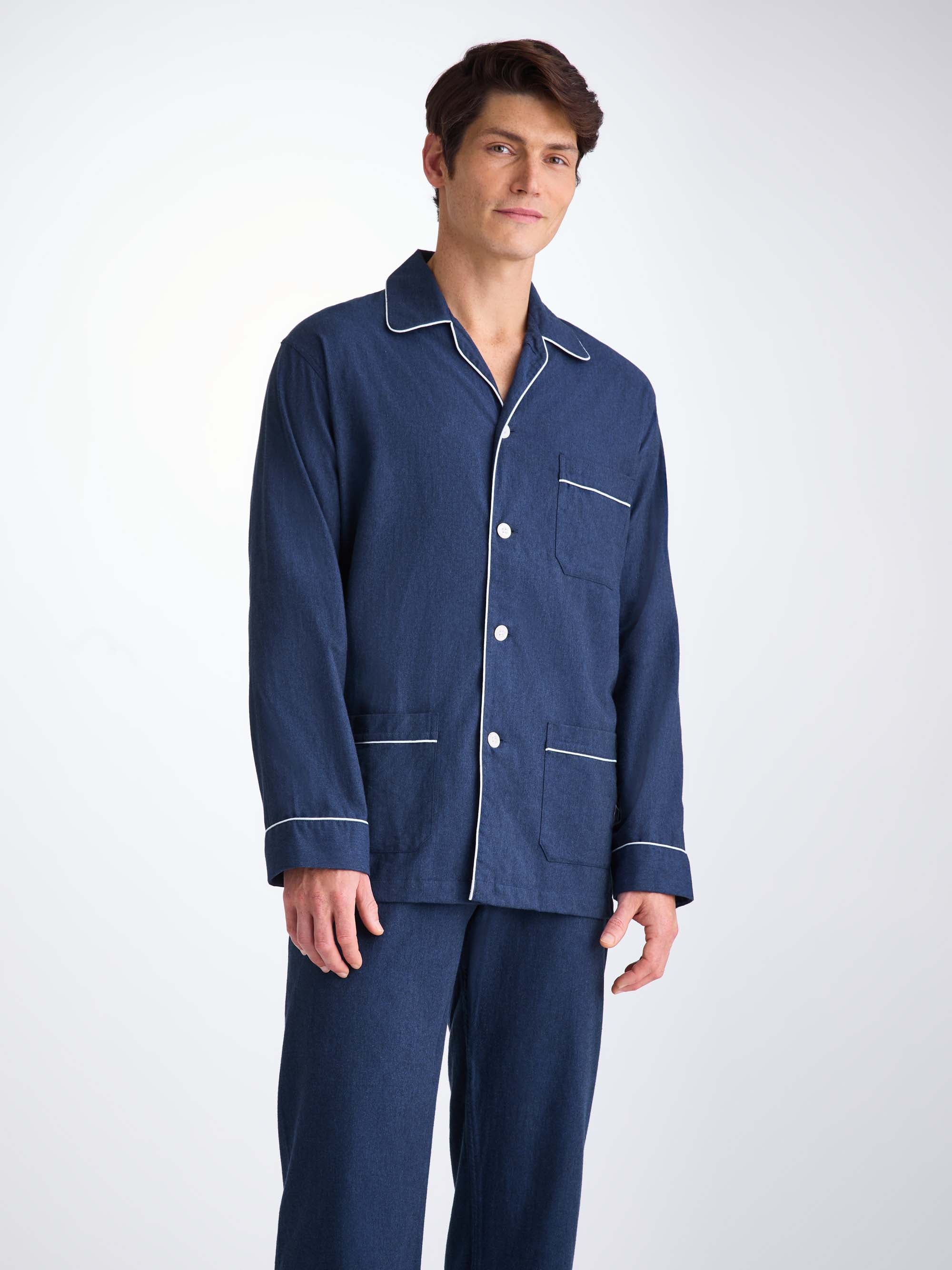 Men's Classic Fit Pyjamas Balmoral 3 Brushed Cotton Navy - Image 7