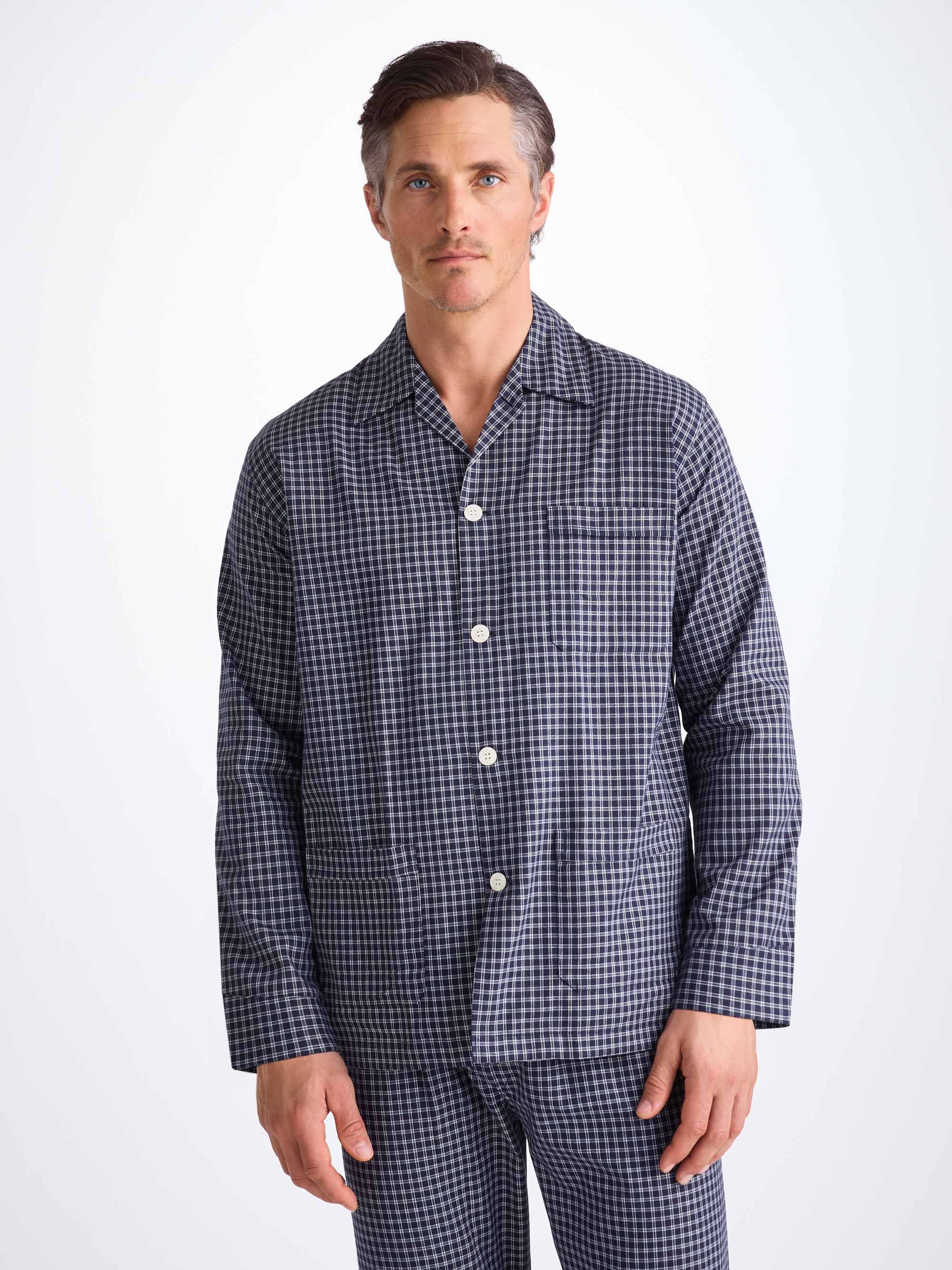 Men's Classic Fit Pyjamas Braemar 32 Brushed Cotton Navy - Image 4
