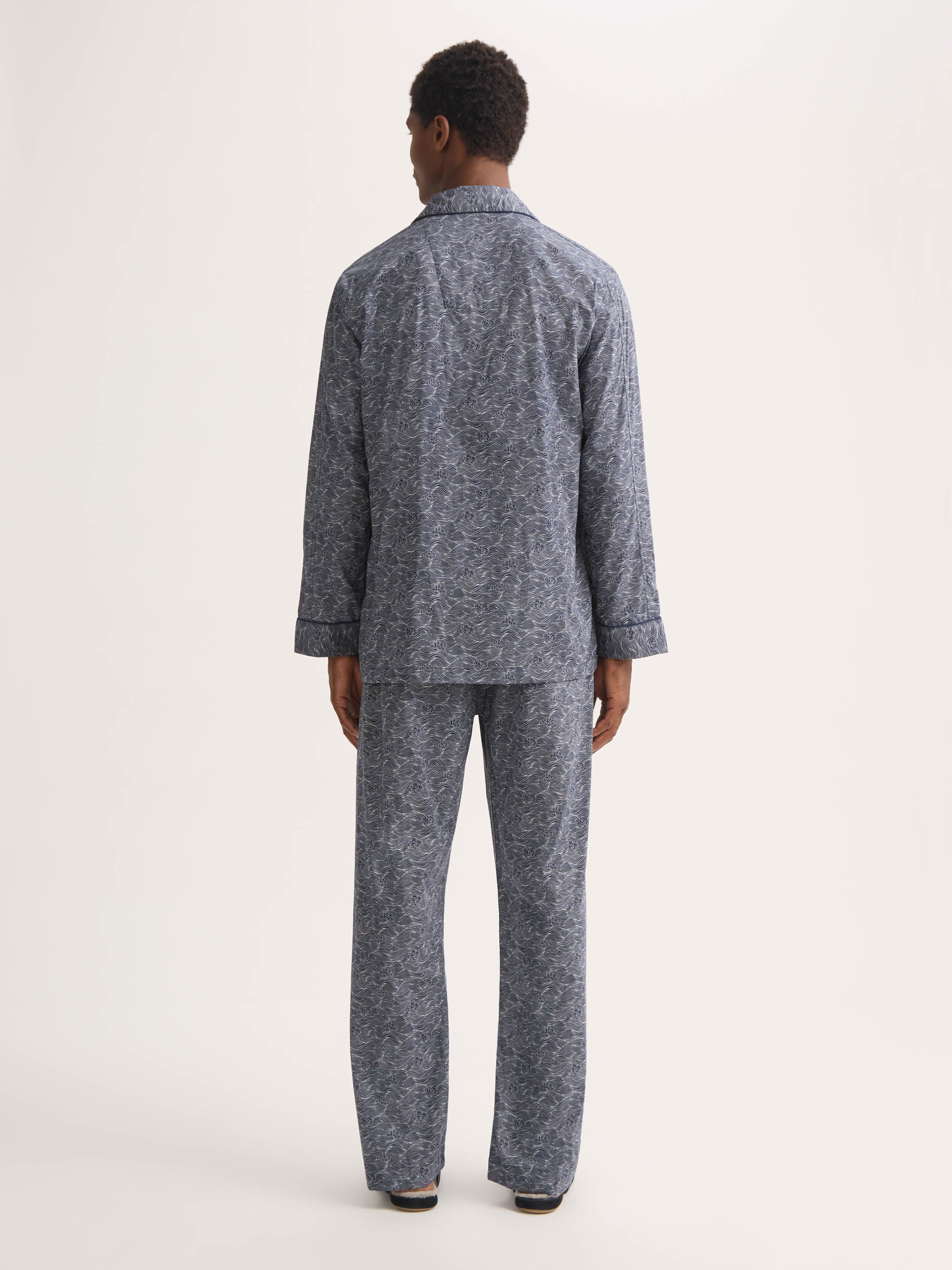 Men's Classic Fit Pyjamas Cotton Batiste Navy Blue Night Sky Print - Image 3