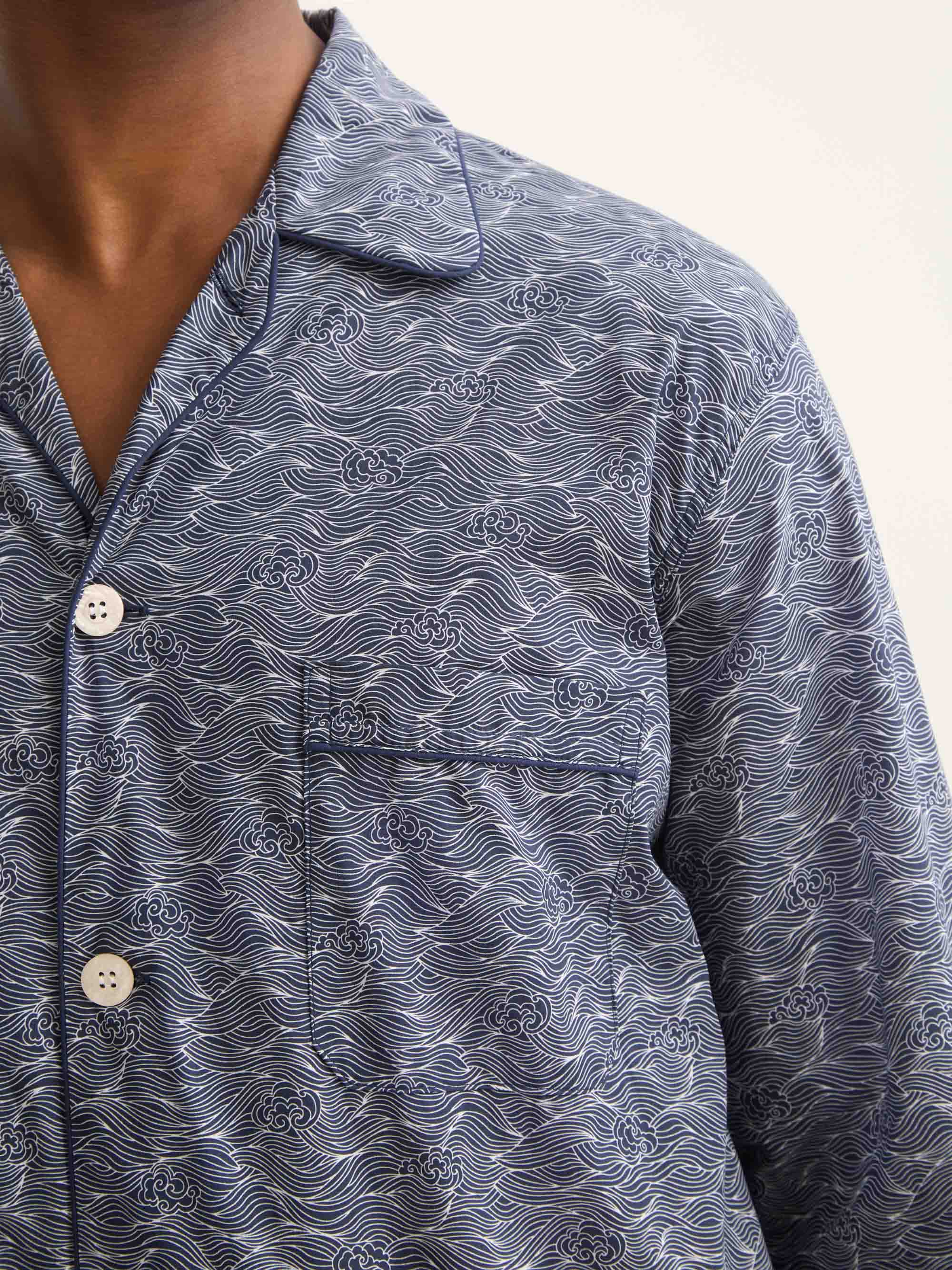 Men's Classic Fit Pyjamas Cotton Batiste Navy Blue Night Sky Print - Image 5