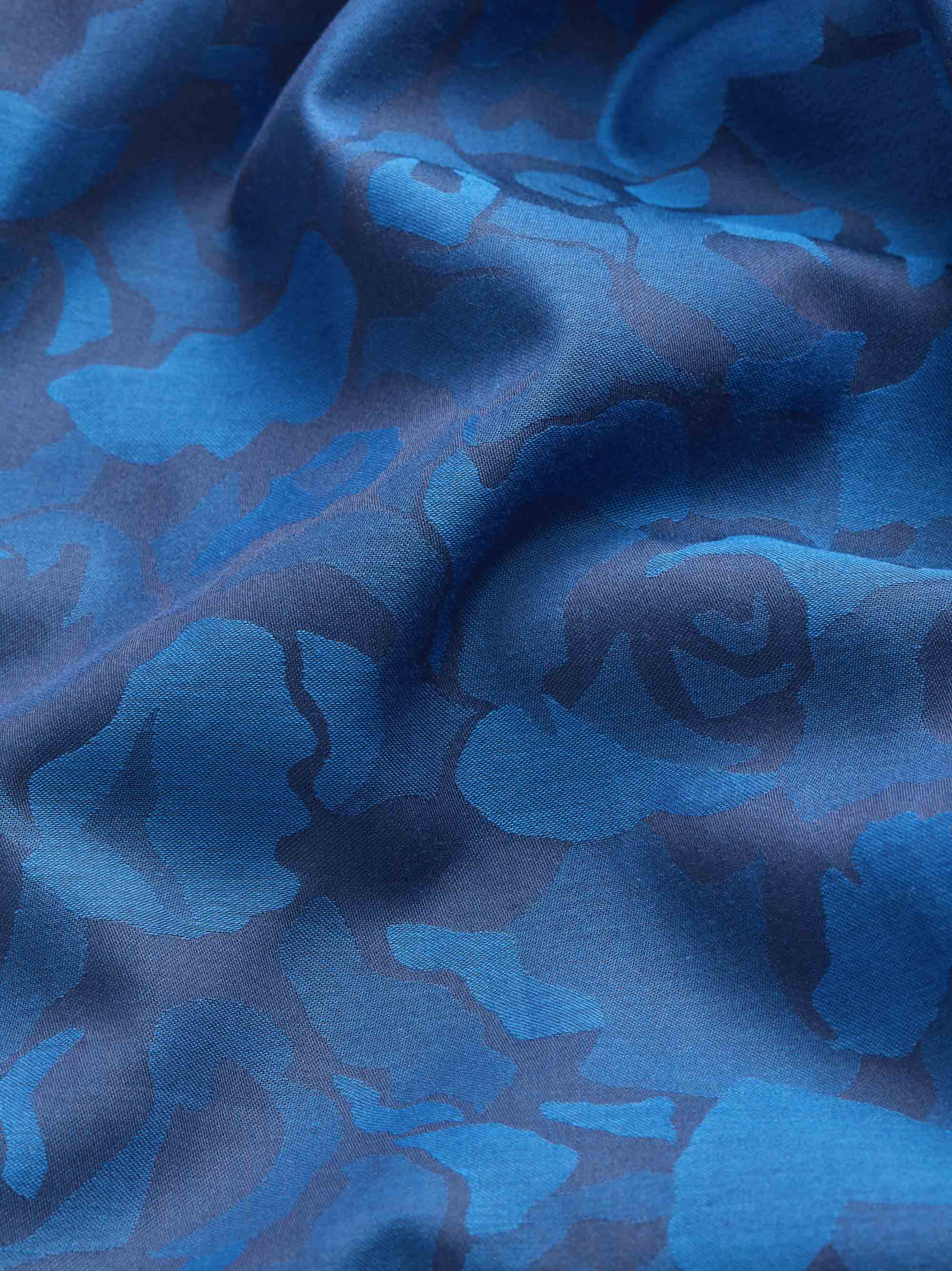 Men's Classic Fit Pajamas Cotton Jacquard Navy Blue Camo Rose Weave - Image 5