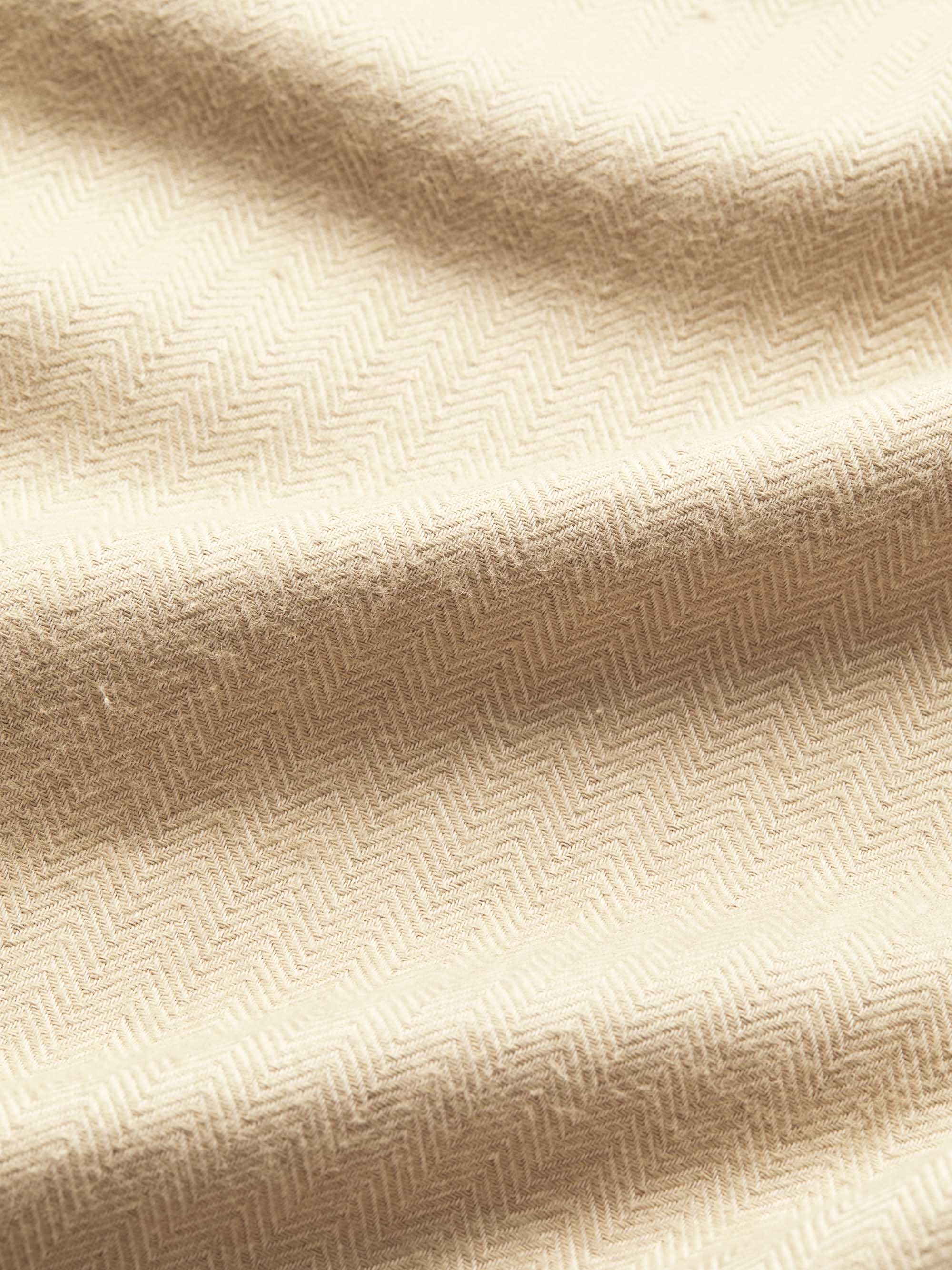 Men's Classic Fit Pyjamas Kelburn Brushed Cotton Light Stone Herringbone - Image 6